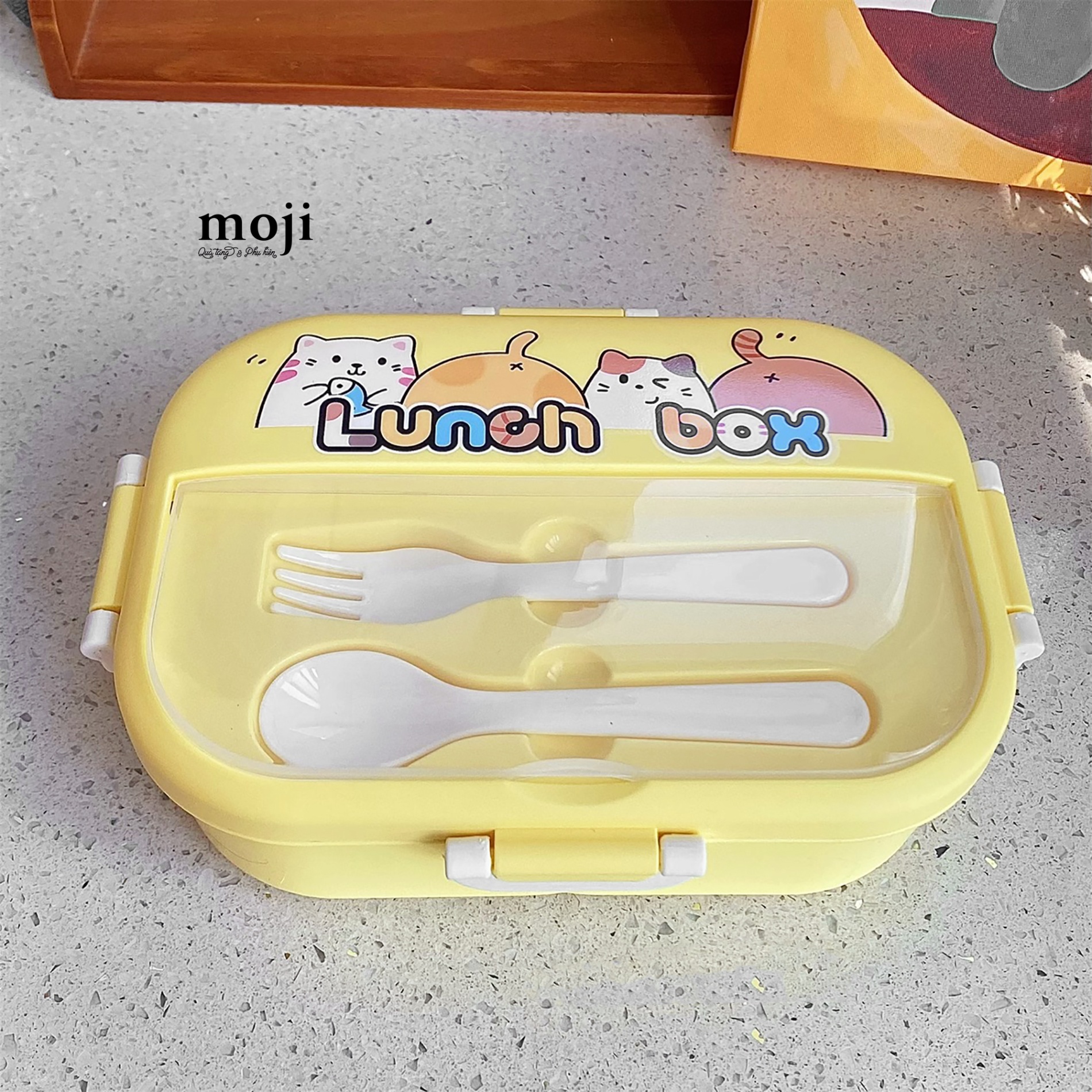 Hộp cơm nhựa Cute cat lunch box 7x15x21