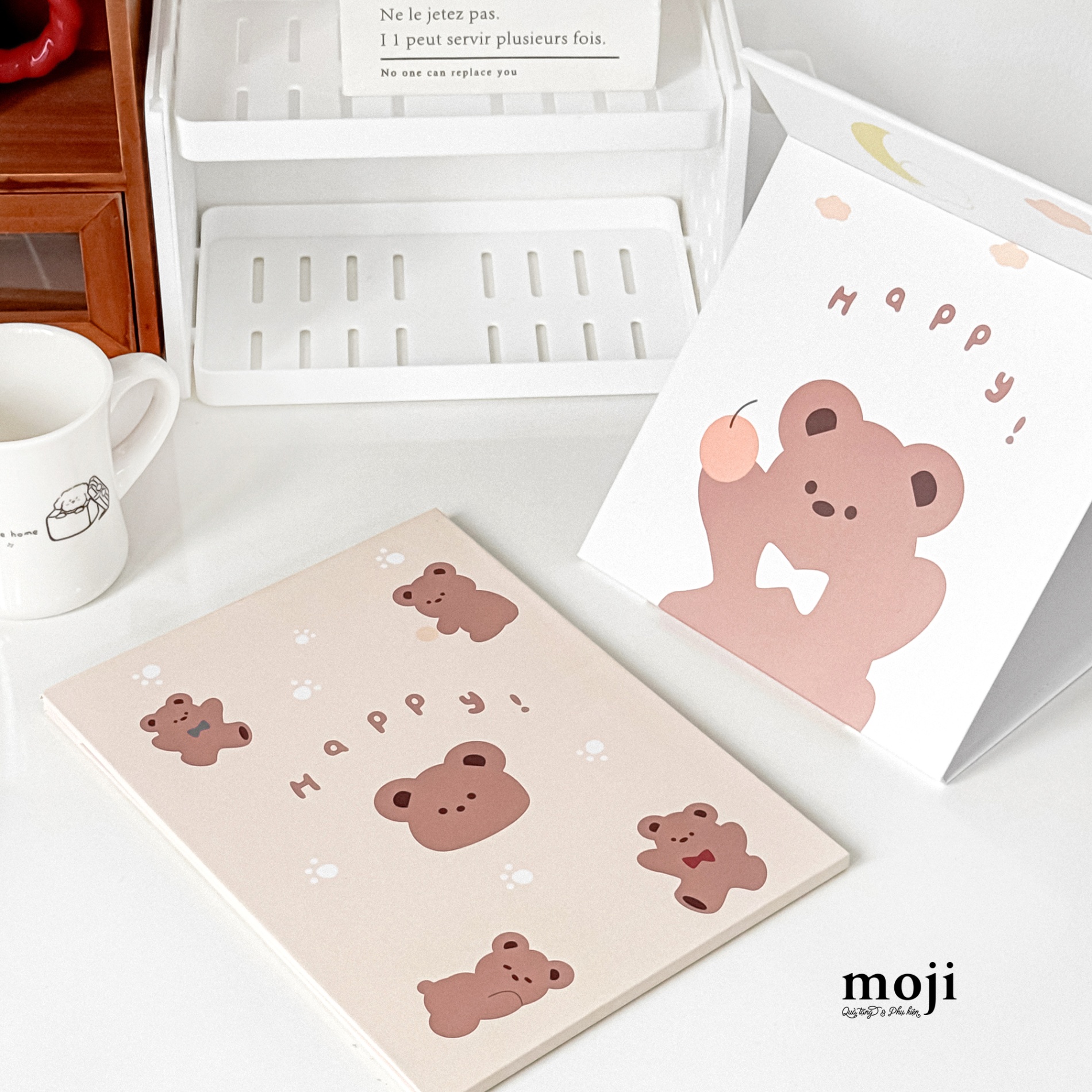 Gương gập để bàn Happy baby bear gấu nâu 20x26