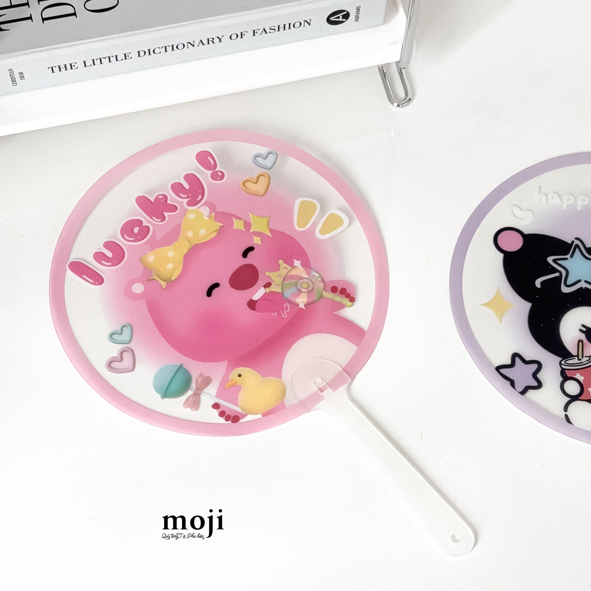 Quạt nhựa cầm tay MJ Hải ly Loopy yummy candy lucky viền màu