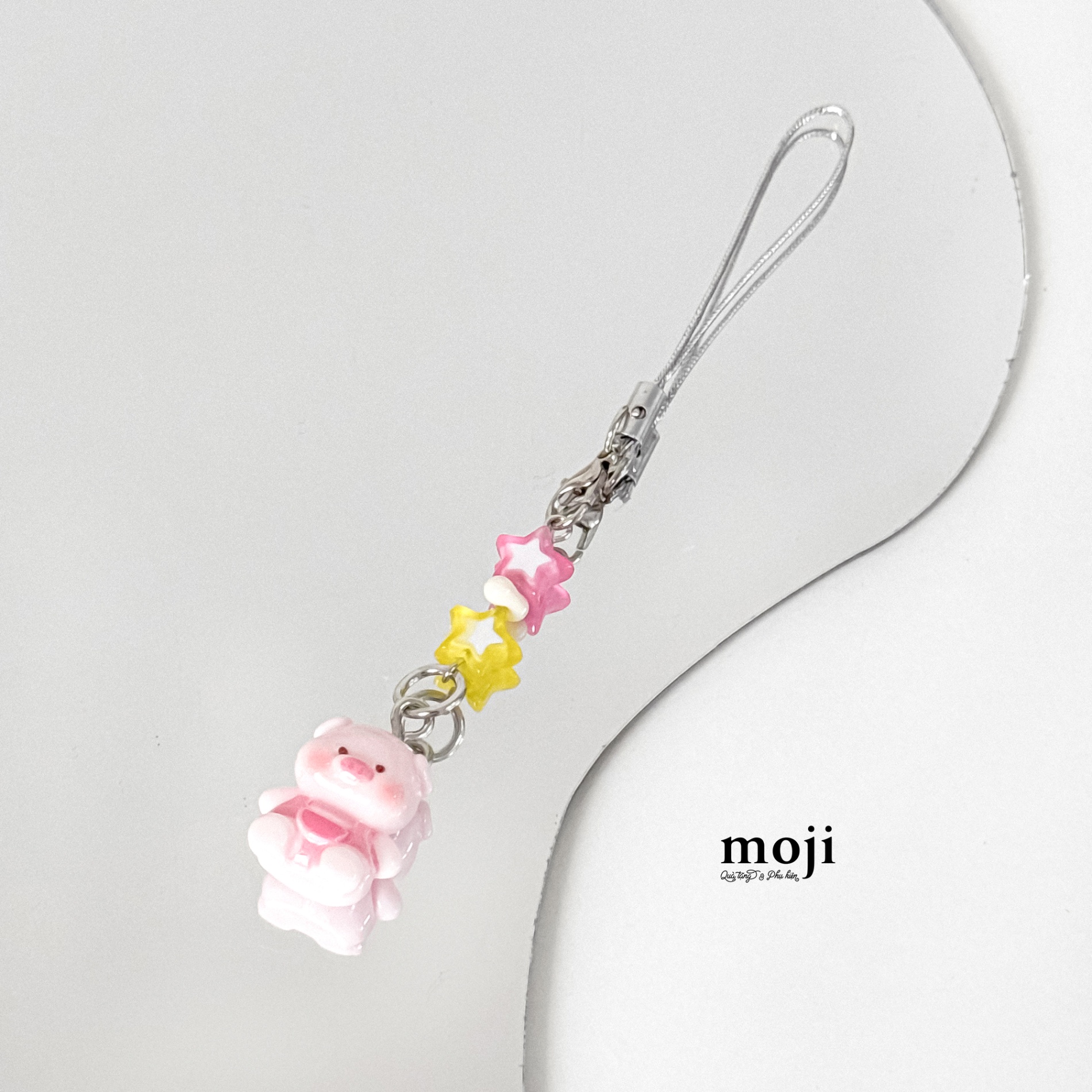 Móc đeo điện thoại Cute pig ngồi star ngôi sao