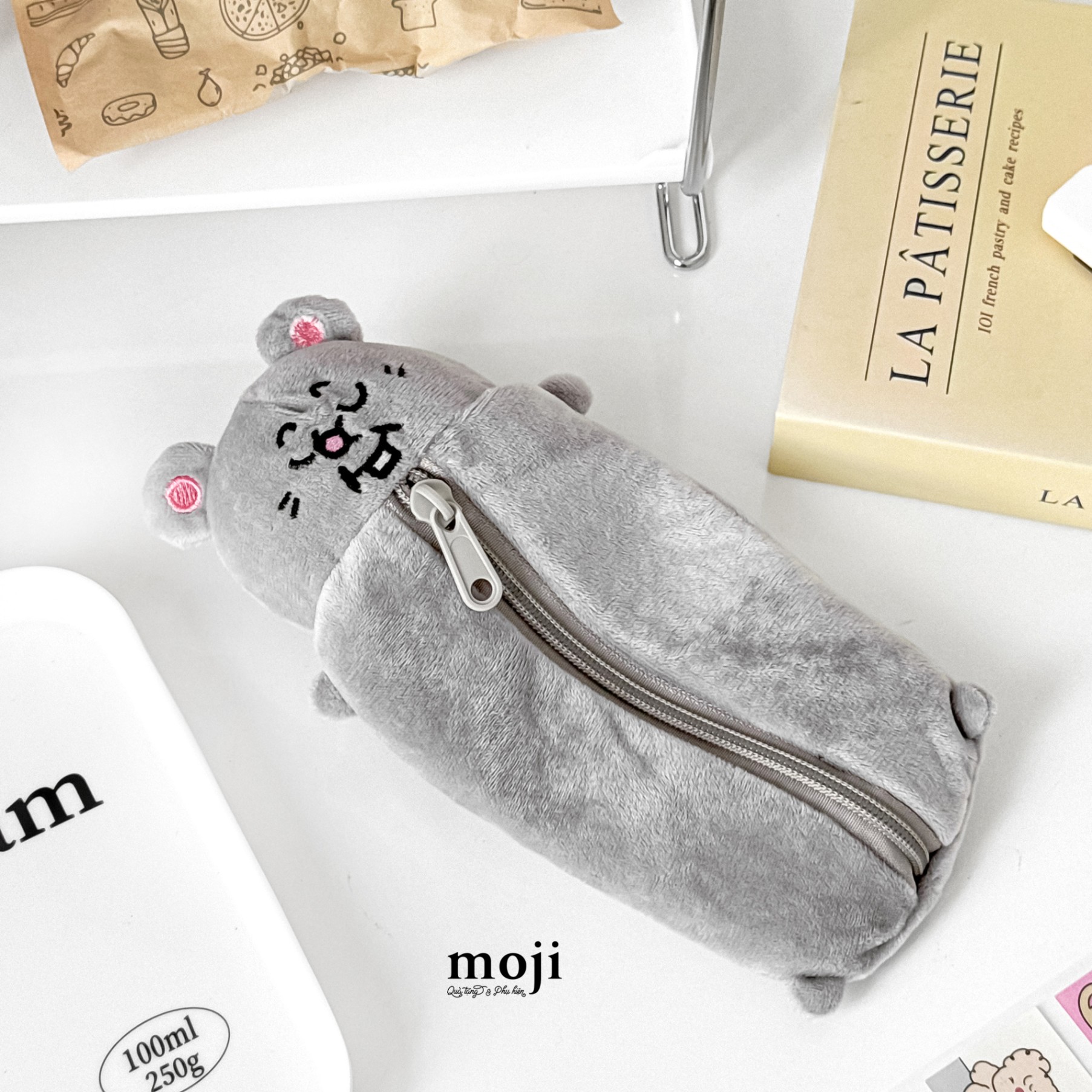 Hộp bút MJ gấu bông Cute mouse ngủ có tai phối màu 10x21