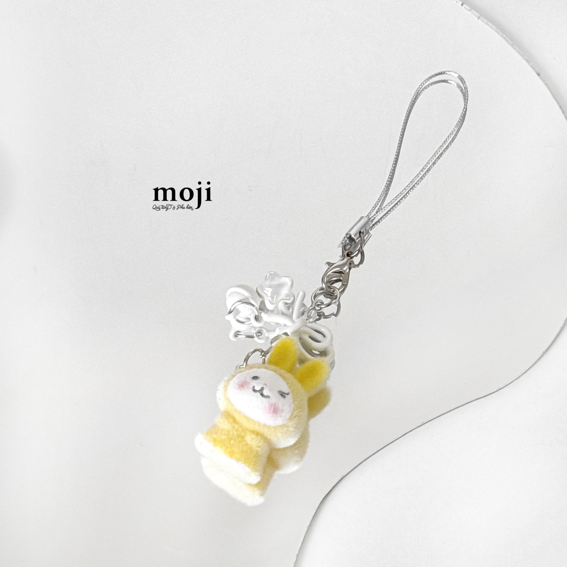 Móc đeo điện thoại Cute animal cosplay rabbit lông ngắn ngôi sao leng keng
