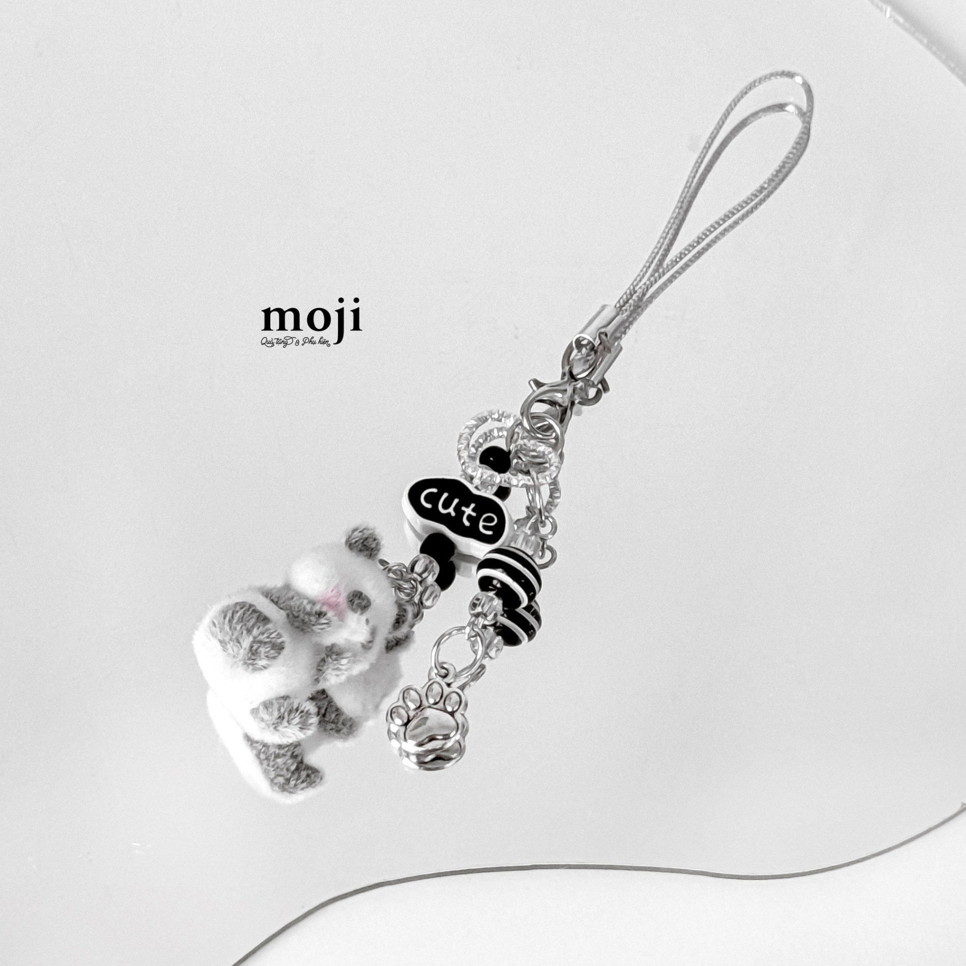 Móc đeo điện thoại Gấu trúc Panda bear lông ngắn cute paw