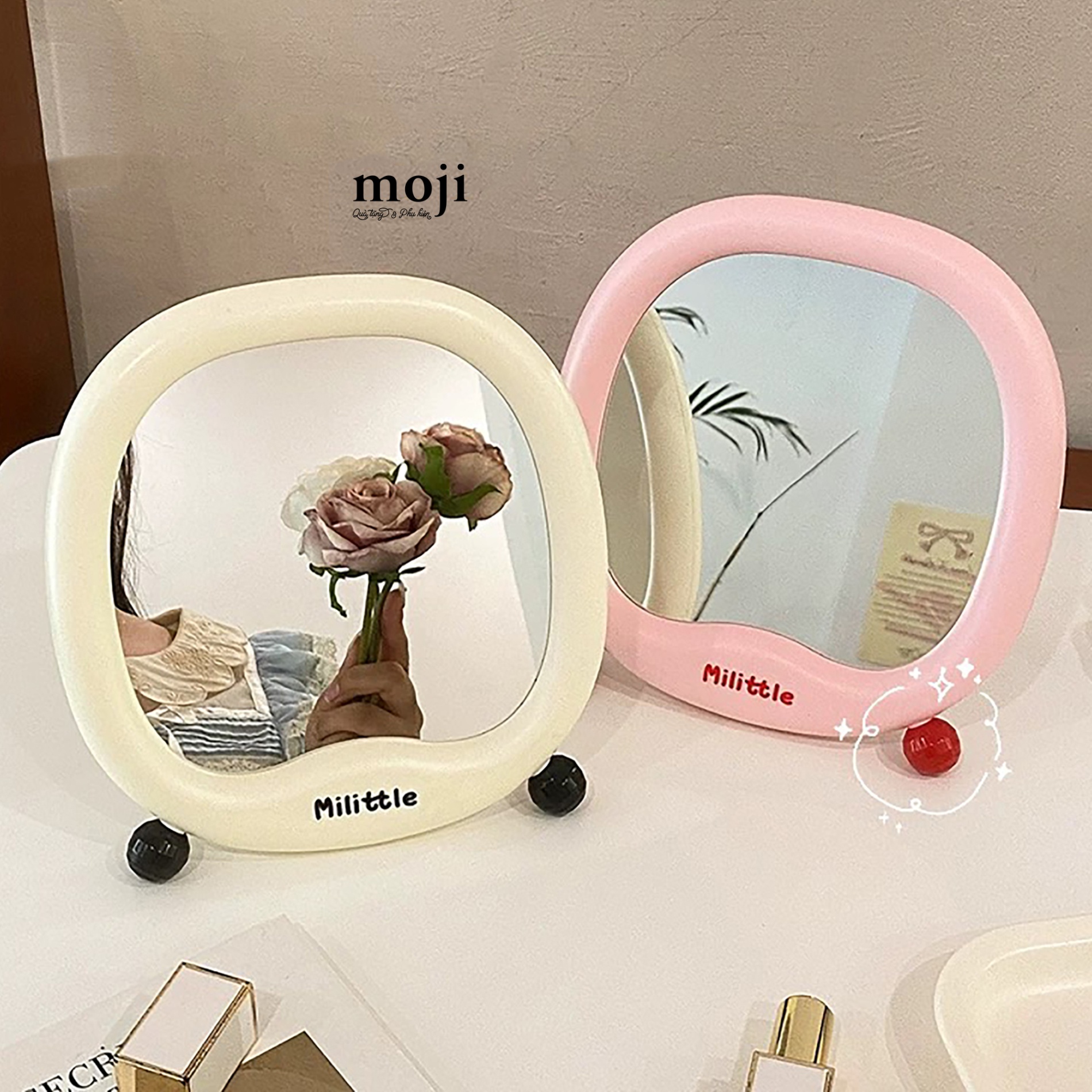 Gương để bàn Milittle có chân phối màu 18x19
