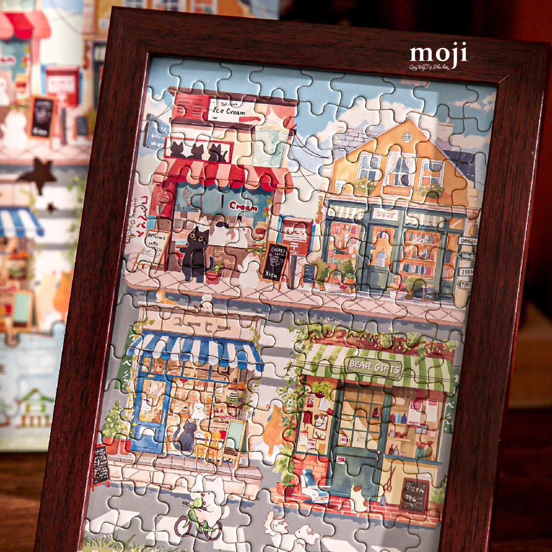 Đồ chơi ghép hình Cute cat shop 108 miếng kèm phụ kiện 12x18