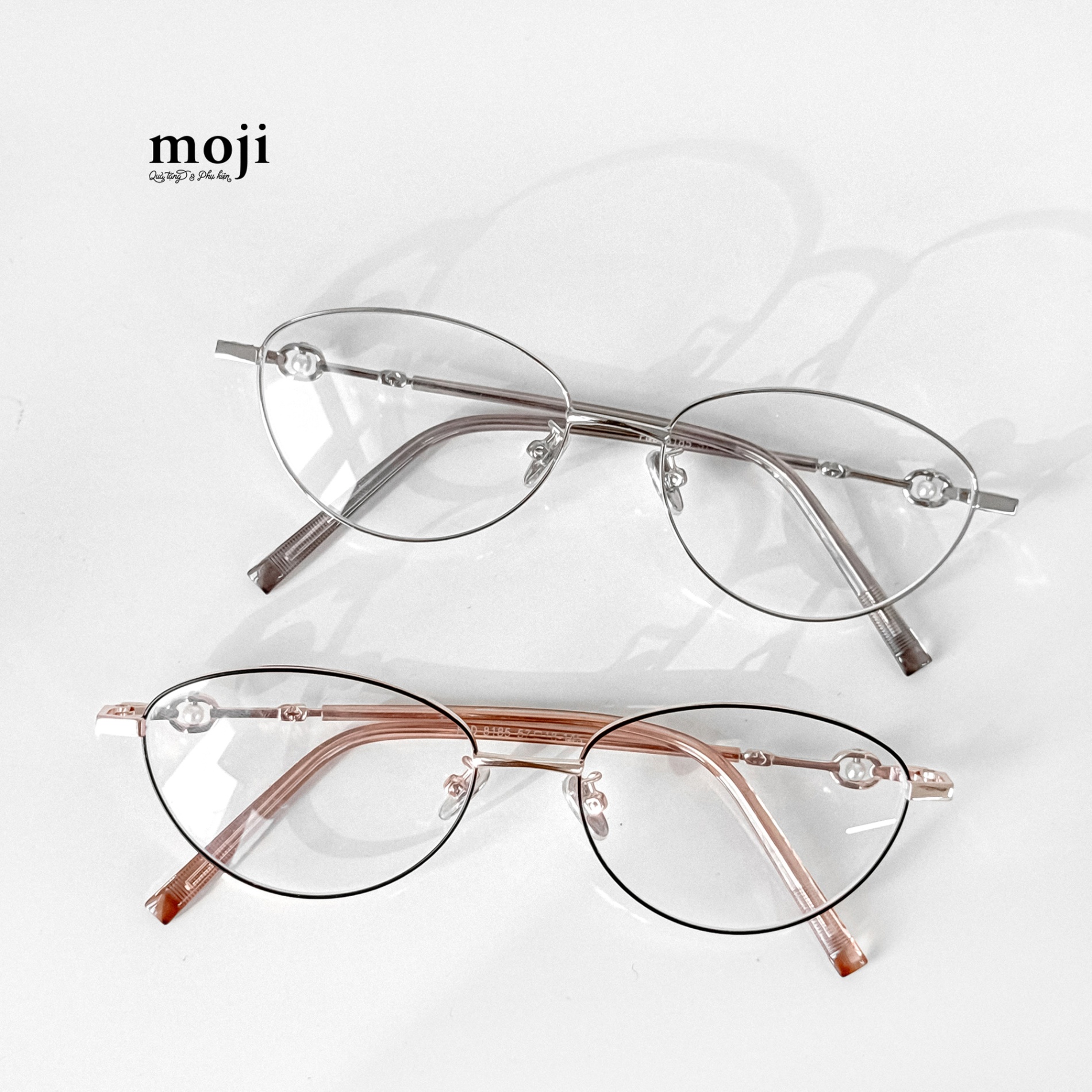 Kính gọng kim loại Ngọc trai nhỏ xoay chân bọc nhựa