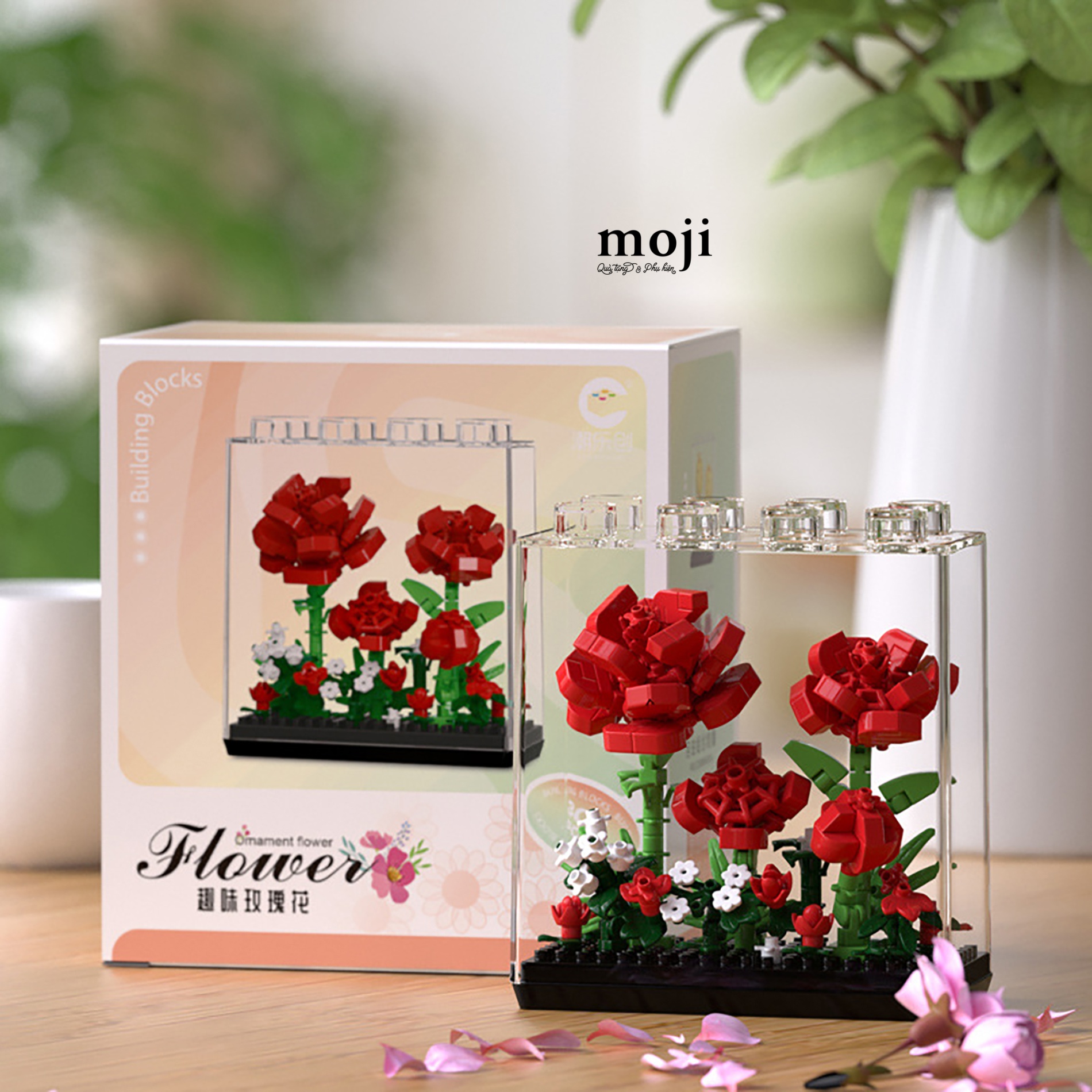 Đồ chơi xếp hình hoa Ornament flower rose hoa hồng 4x8x8