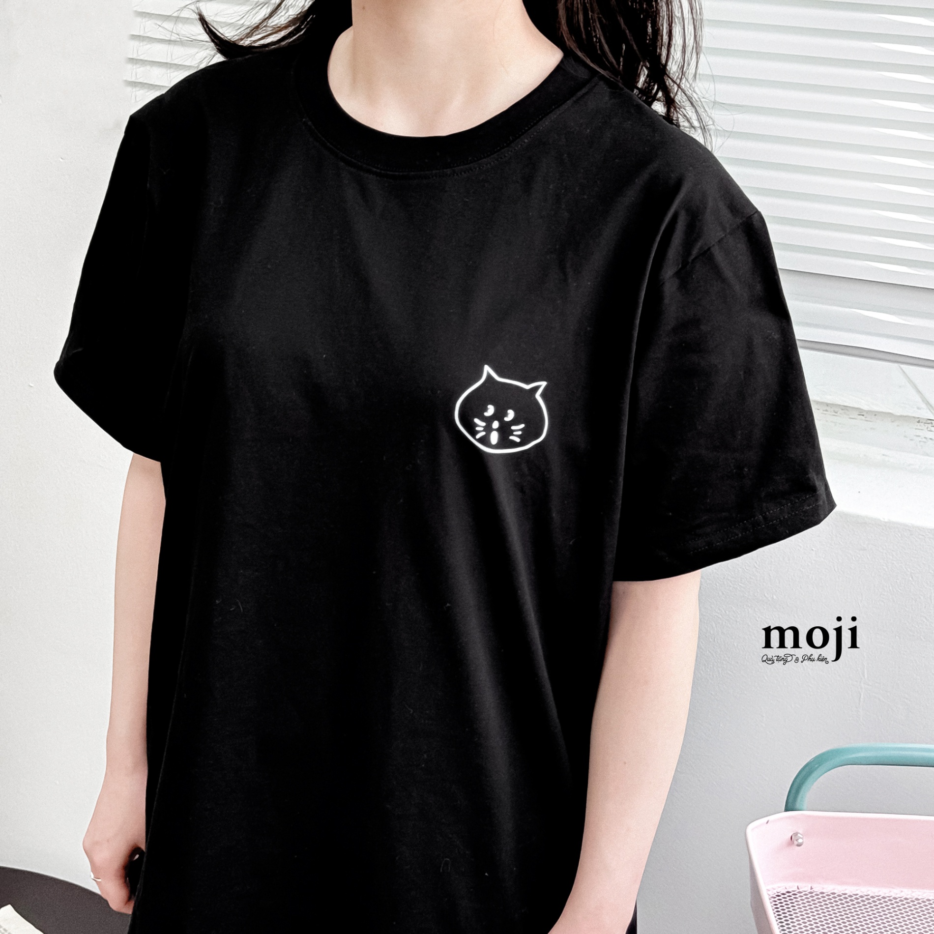 Áo thun áo phông MJ Little cat face biểu cảm