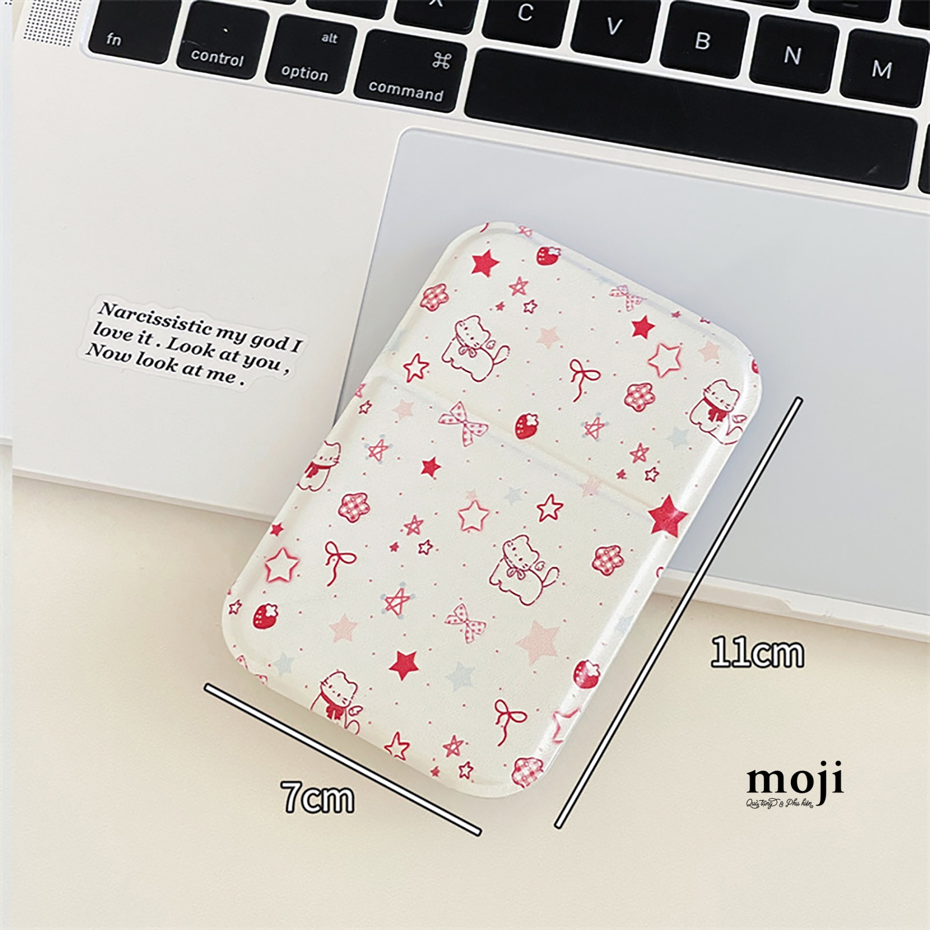 Gương gập để bàn mini Cute cat bow nơ flower fruit star chấm bi 7x11