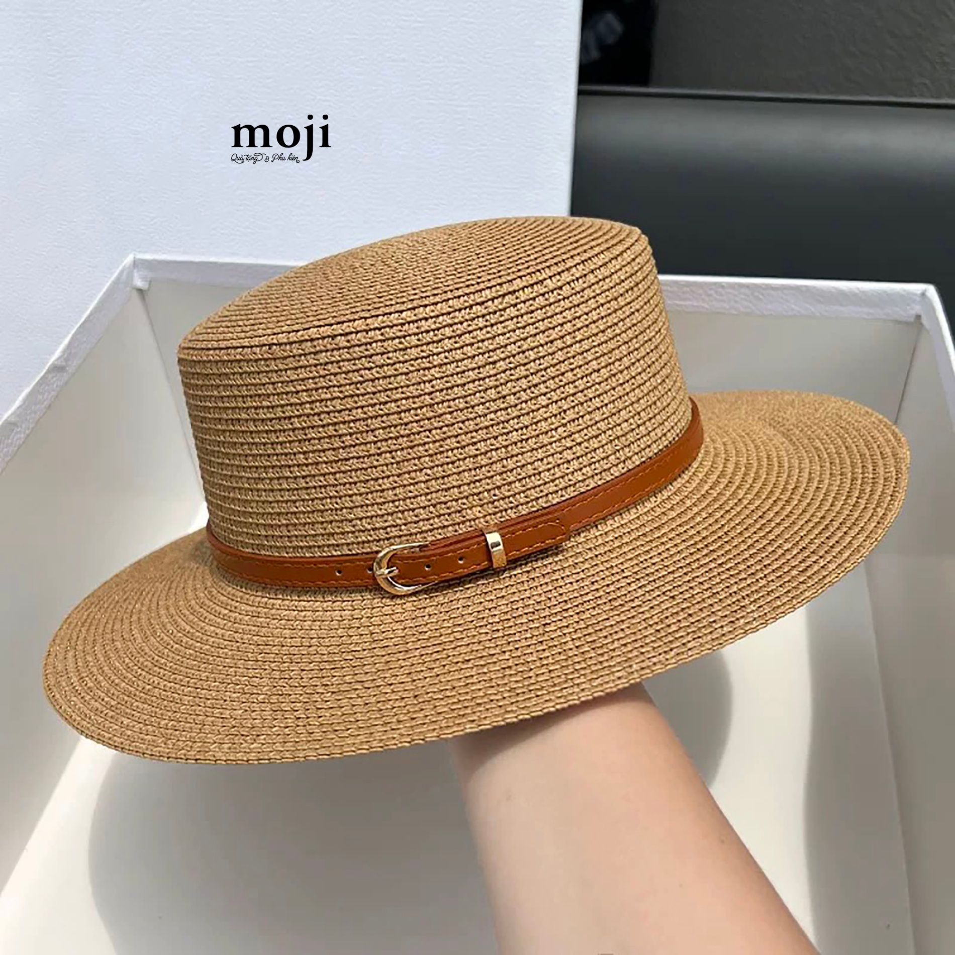 Mũ nón rộng vành Retro belt bản nhỏ