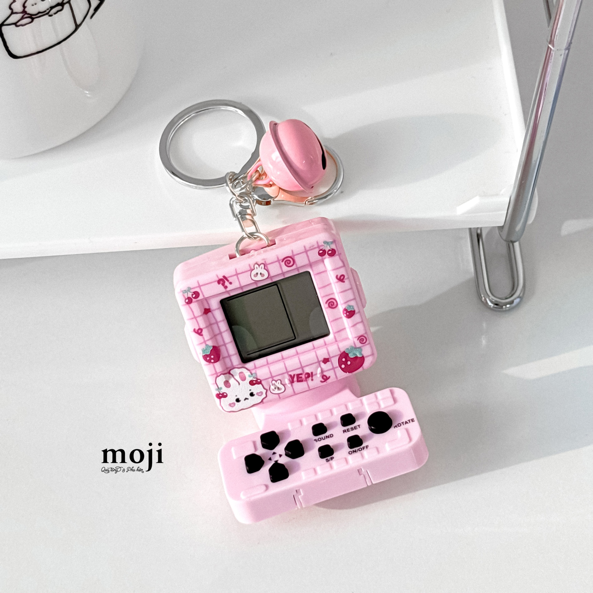 Đồ chơi máy game cầm tay mini Computer rabbit fruit kèm móc leng keng