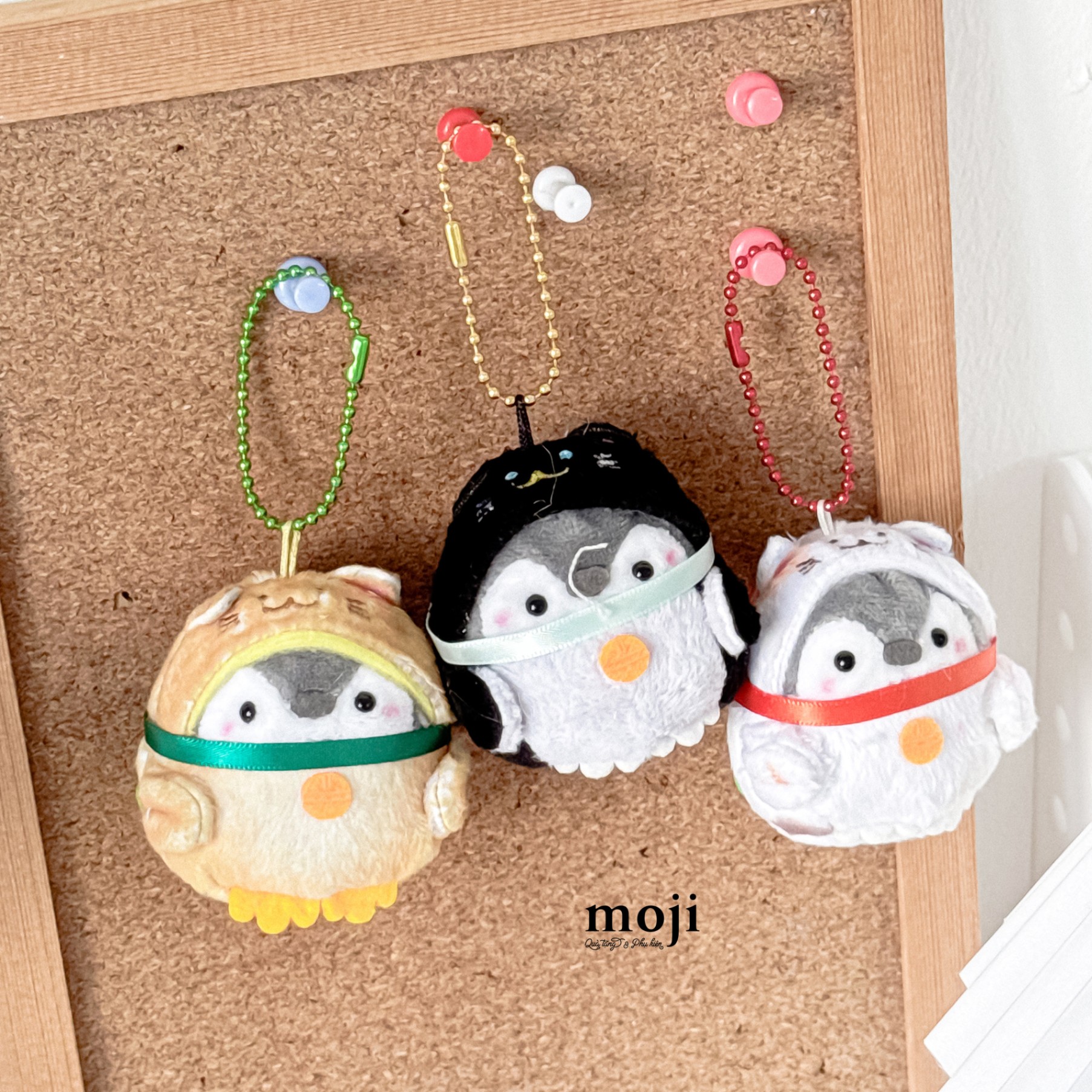 Móc khóa nhồi bông Penguin chim cánh cụt cosplay cat đeo vòng cổ
