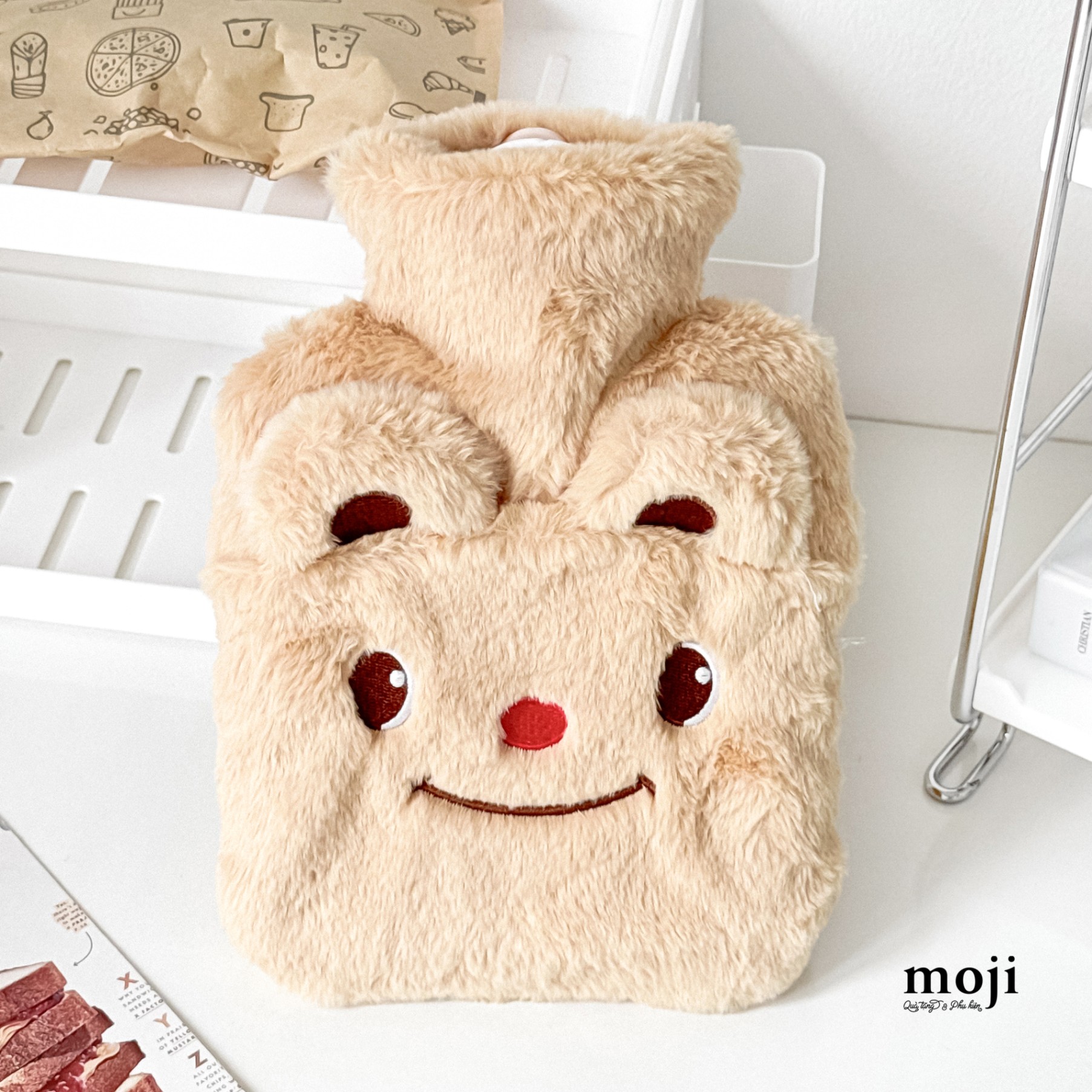 Túi chườm giữ nhiệt bọc vải Butter bear happy basic face có tai 15x22