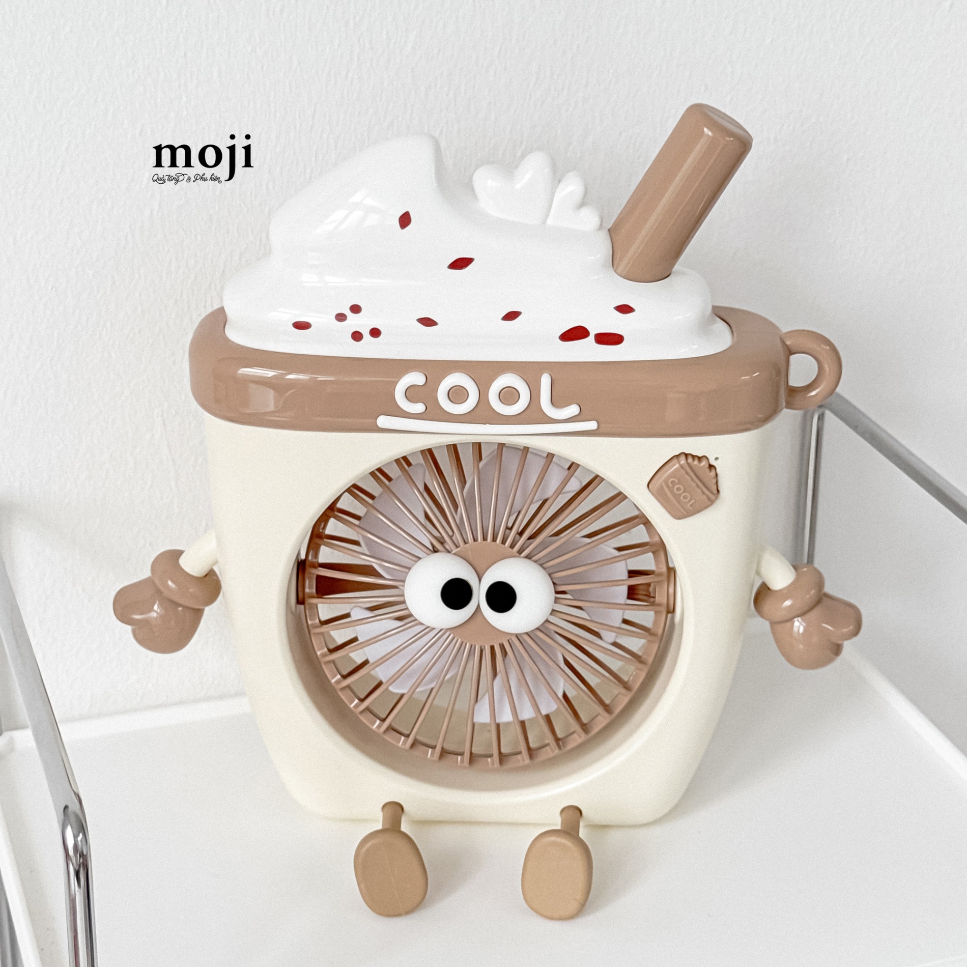 Quạt USB để bàn sạc tích điện Cool ice cream có chân