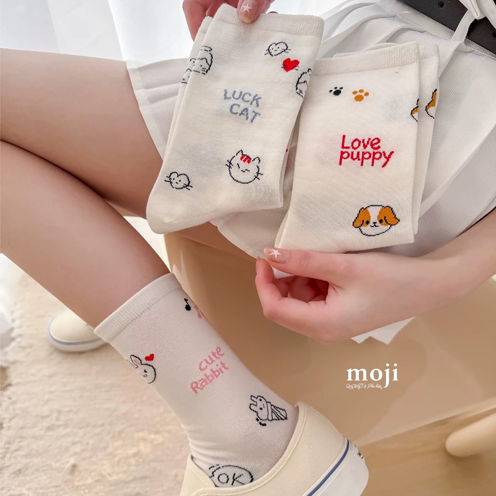 Tất vớ cổ cao Luck cat cute rabbit love puppy dog