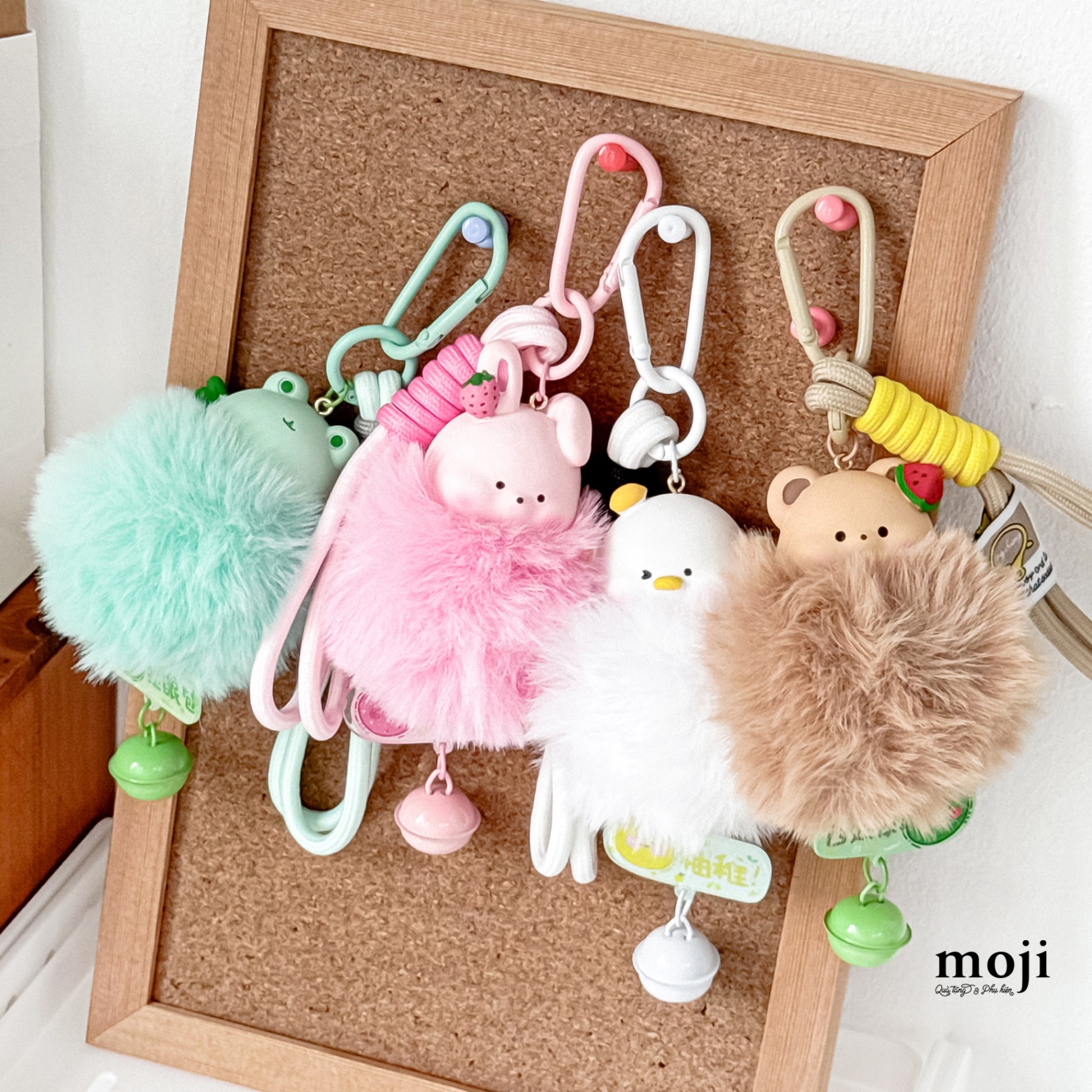 Móc khóa cục bông Cute animal face fruit leng keng