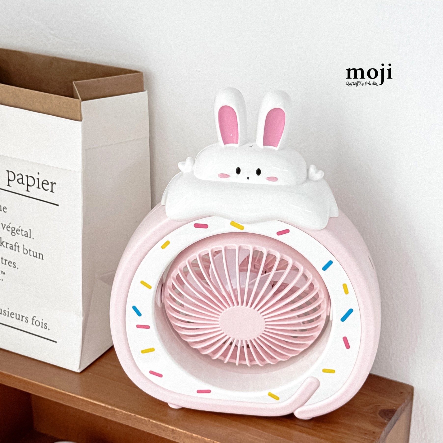Quạt USB để bàn sạc tích điện Rabbit sweet cake