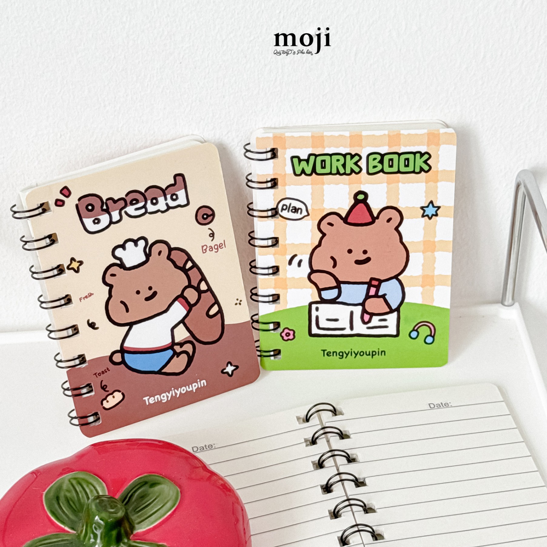 Sổ vở lò xo mini MJ Baby bear bread học tập 8x10