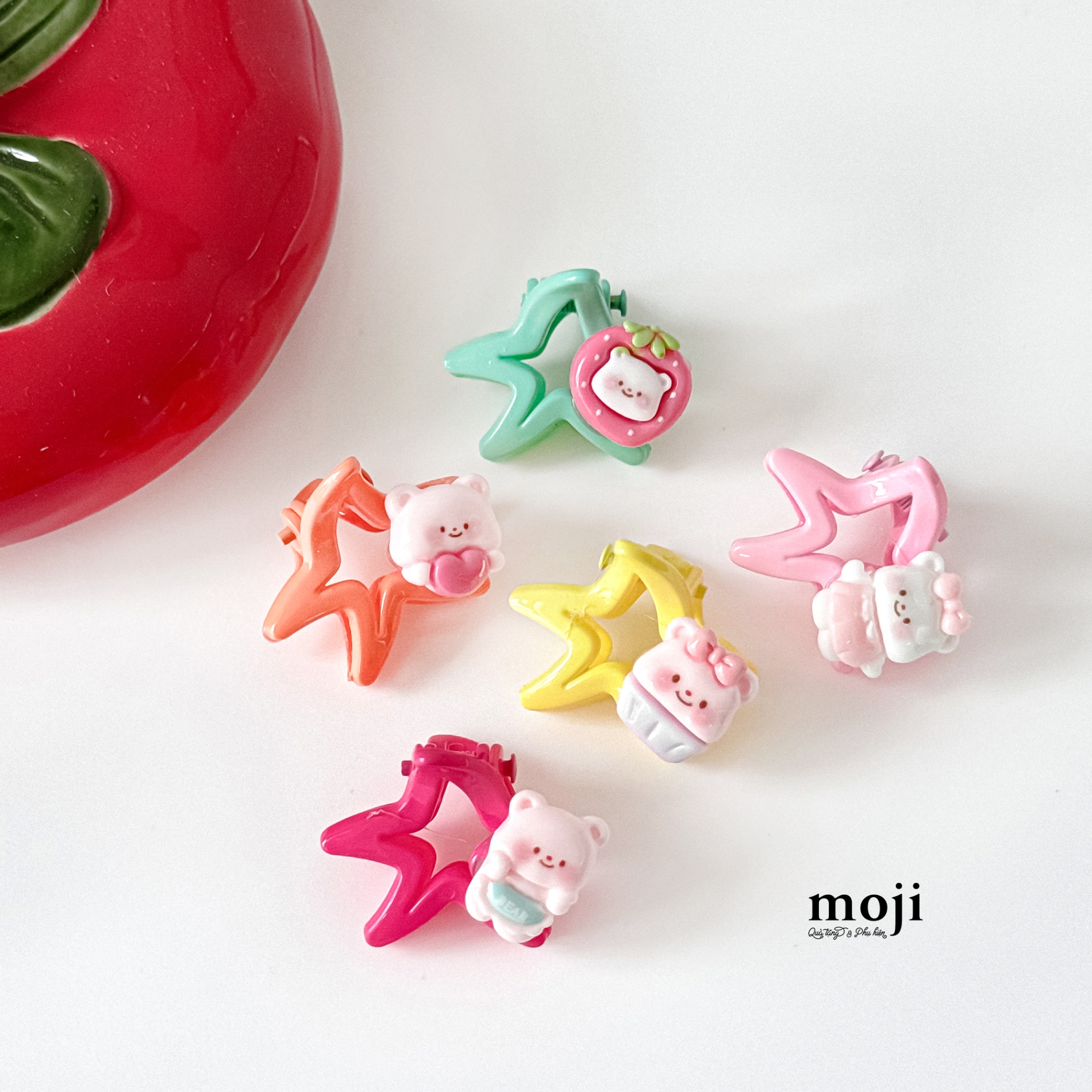 Kẹp tóc càng cua mini Baby bear star ngôi sao màu sắc set5