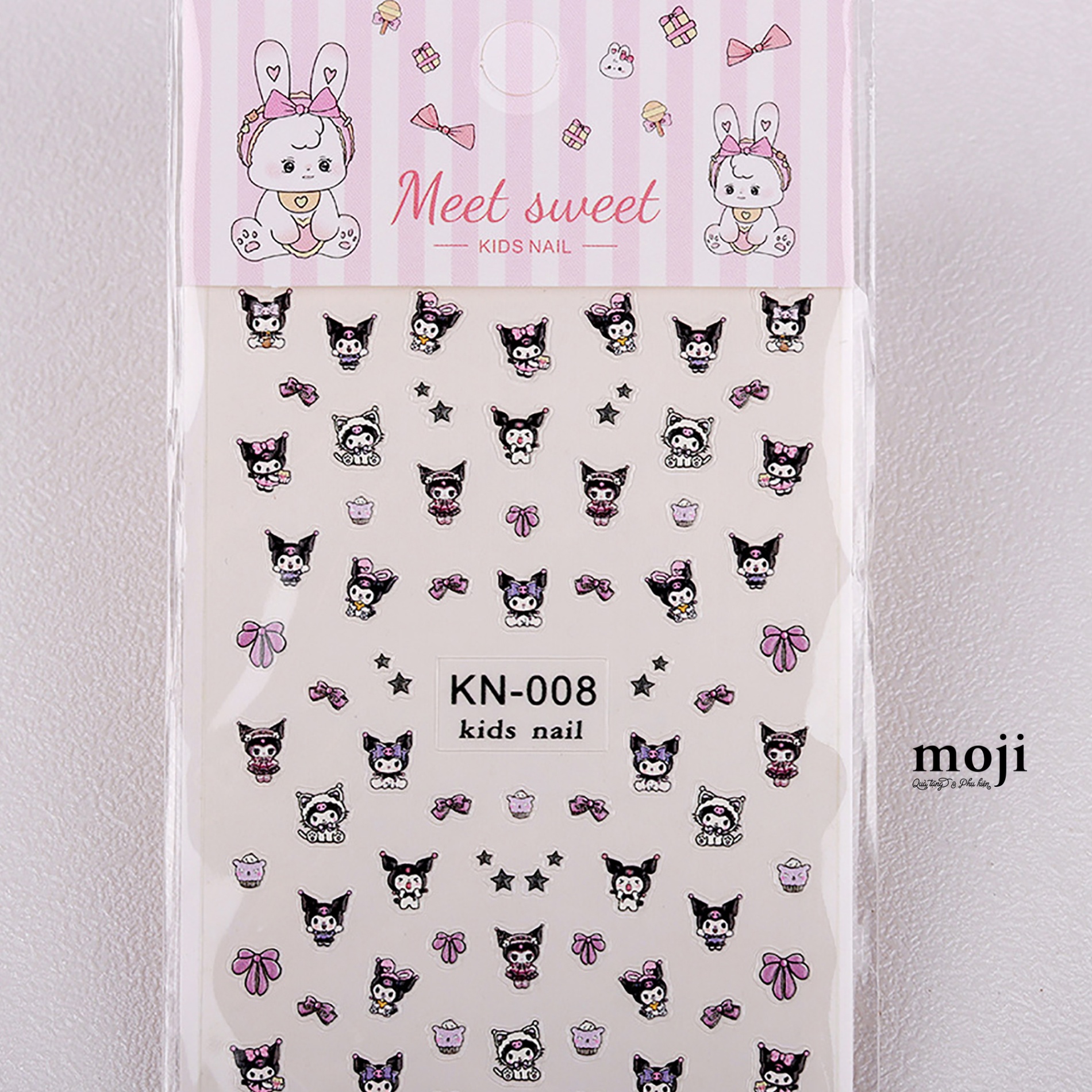 Dán móng tay nail Sanrio family Kuromi little friend bow KN-008