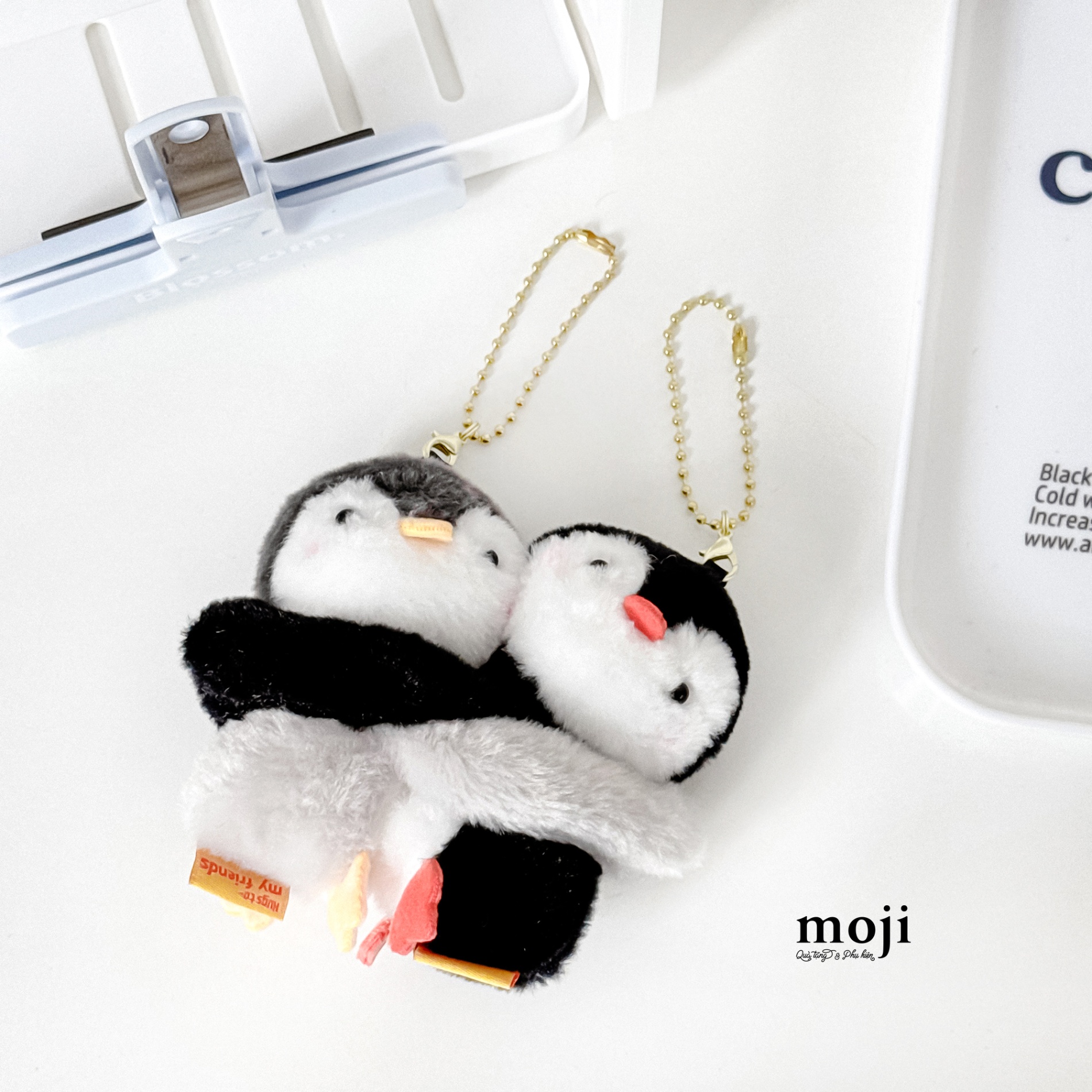 Móc khóa nhồi bông Couple penguin chim cánh cụt tay dài dáng ôm nhau set2