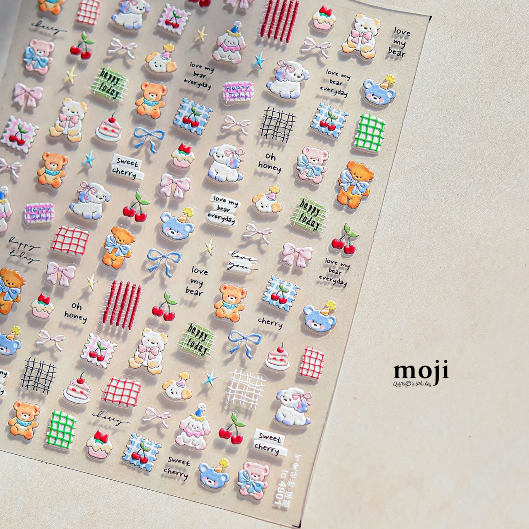 Dán móng tay nail Tomoni Cute animal ô vuông bow cake fruit star 4901