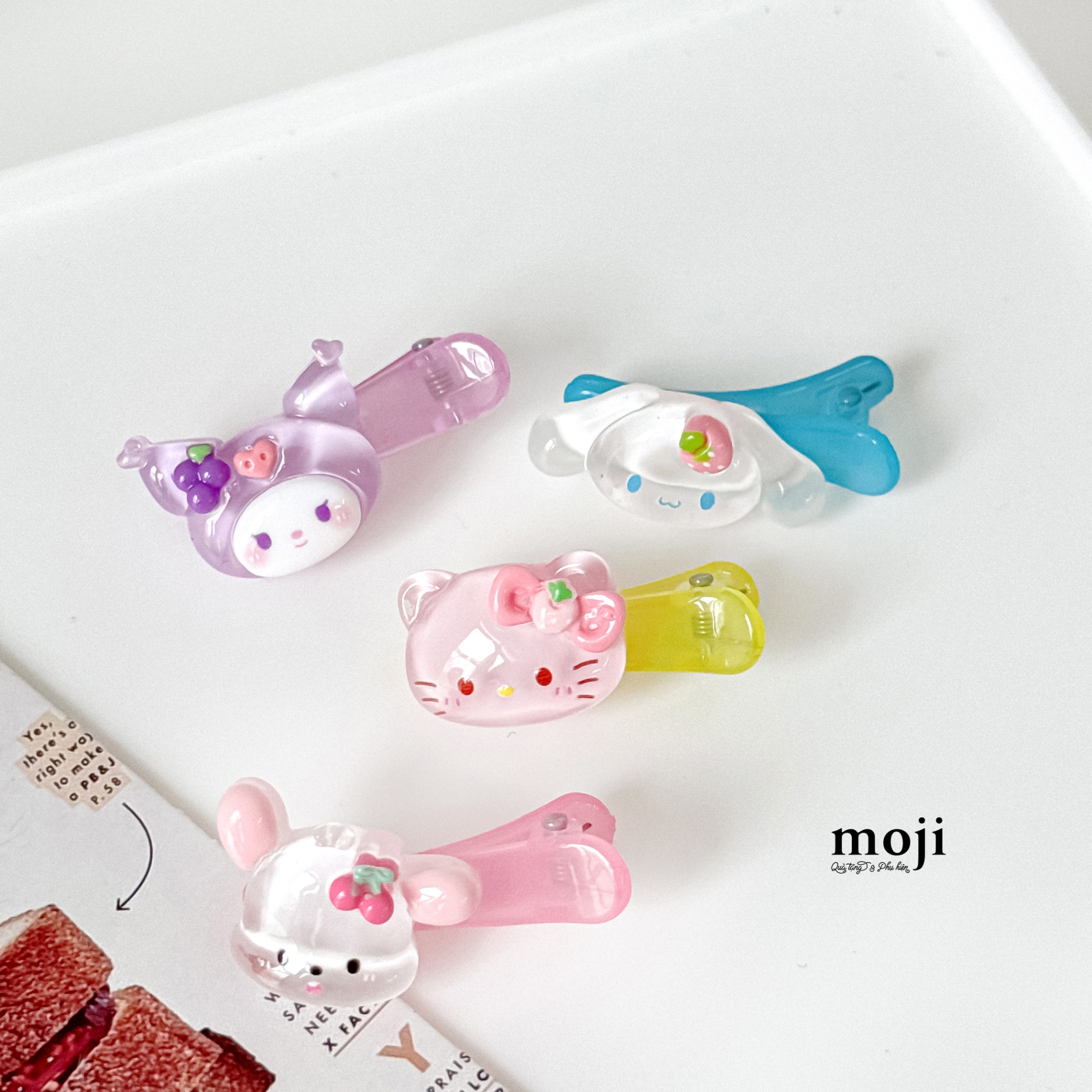Kẹp tóc MJ Sanrio family face fruit flower kẹp trong suốt set5