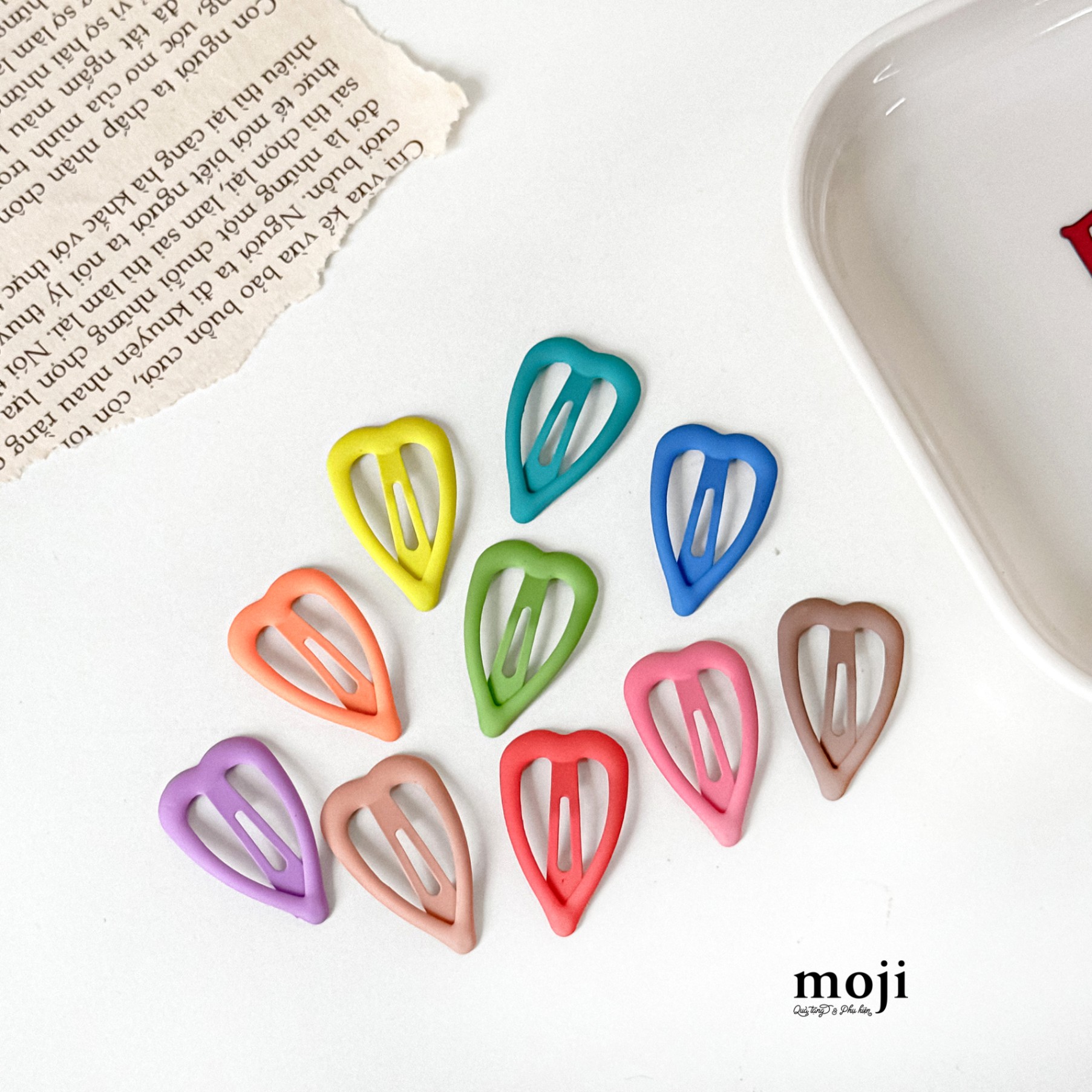 Kẹp tóc MJ Colorful basic heart shape set10
