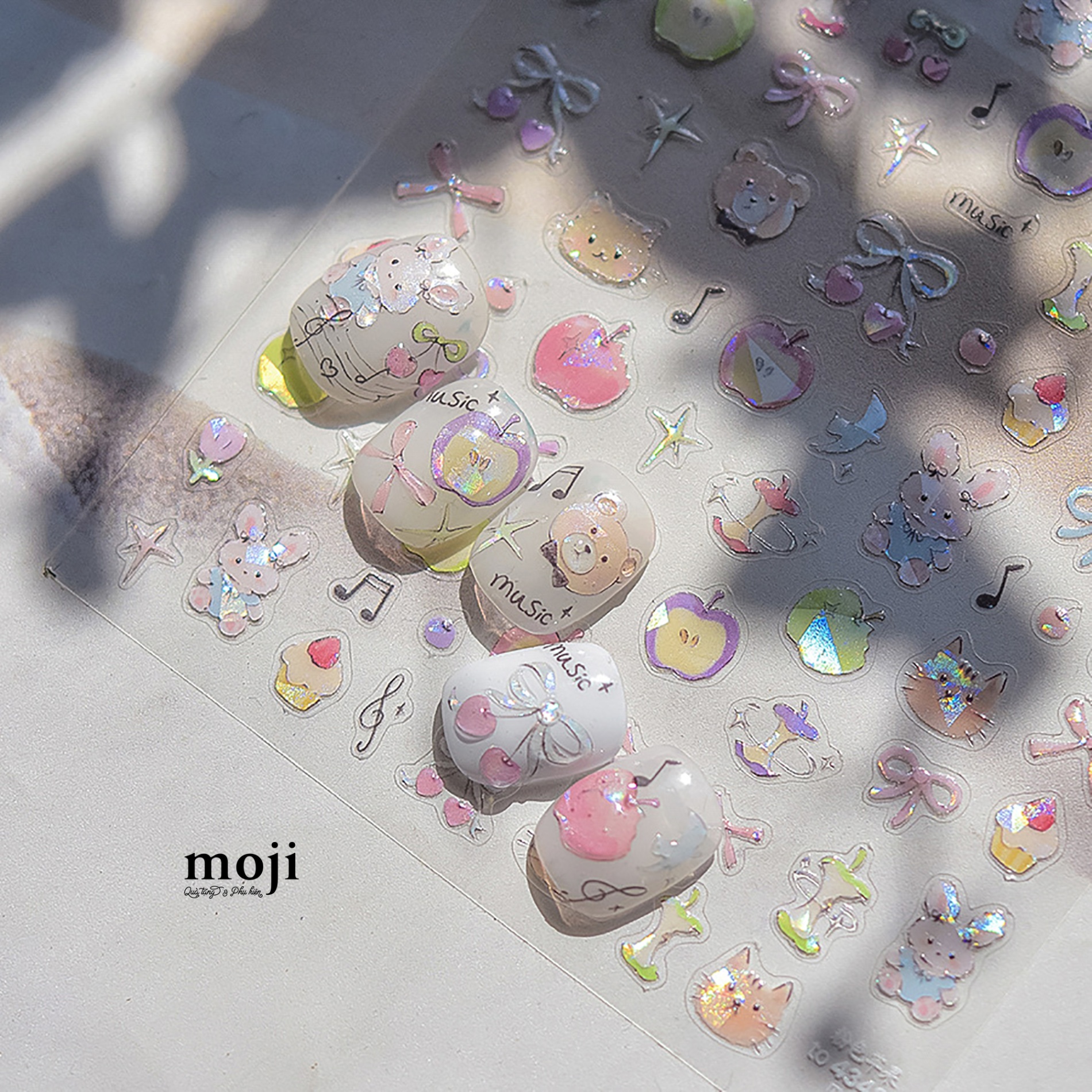 Dán móng tay nail Tomoni Cute animal bow fruit cake 4348