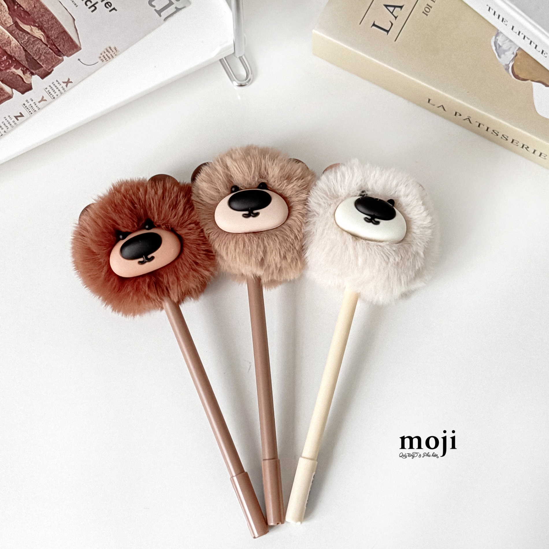 Bút viết mực đen Baby bear face mũi to cục bông