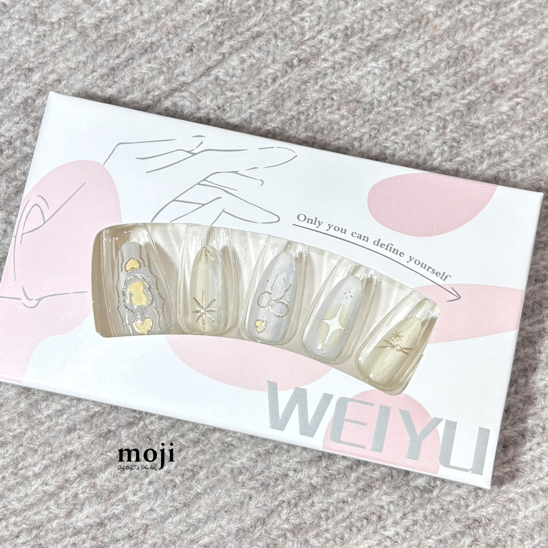 Móng tay giả Yellow bow heart sun kèm keo WY659 set30