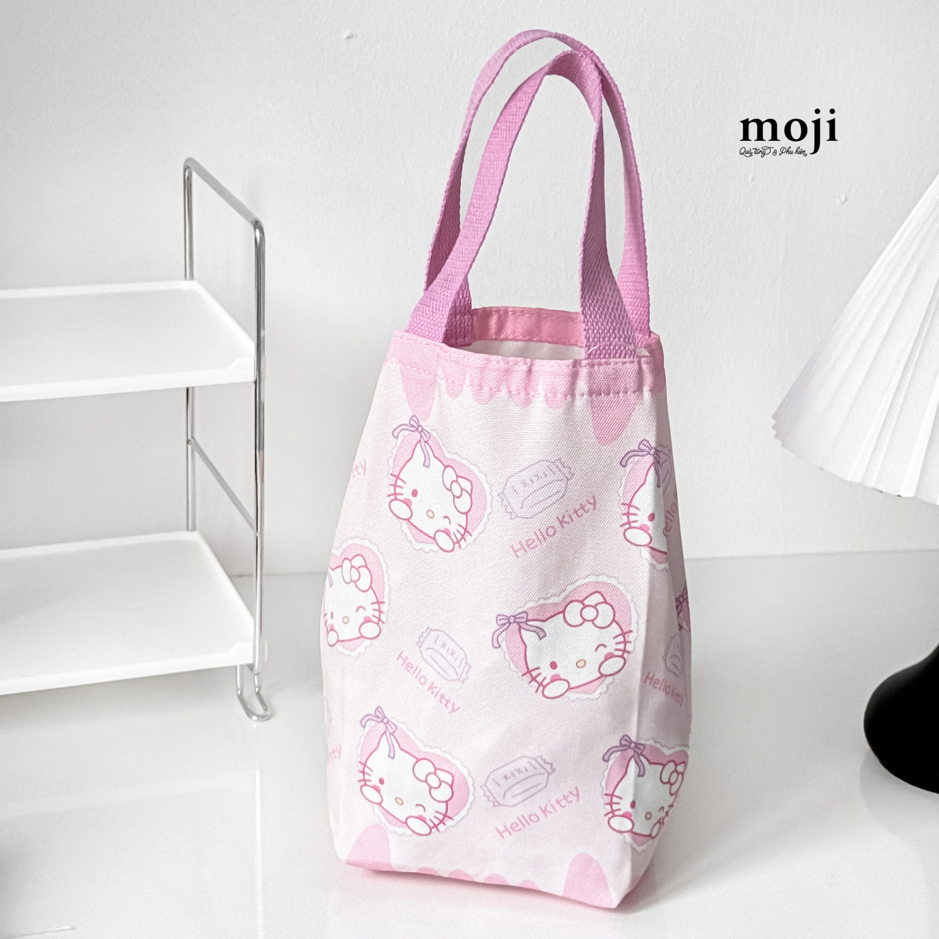 Túi đựng bình nước Sanrio family Hello Kitty face heart bow candy 9x14x27