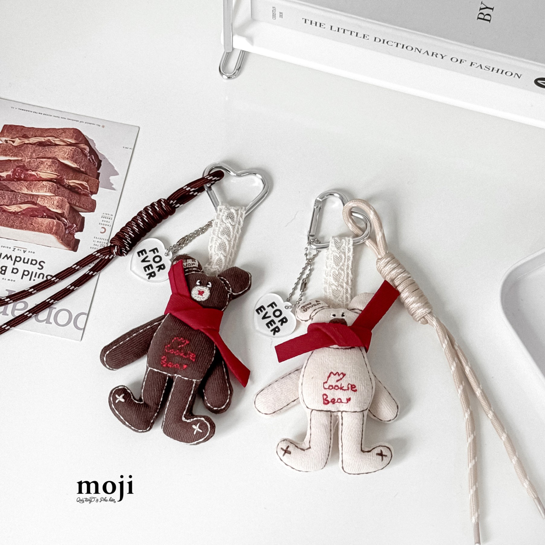 Móc khóa nhồi bông Baby bear quàng khăn my cookie bear