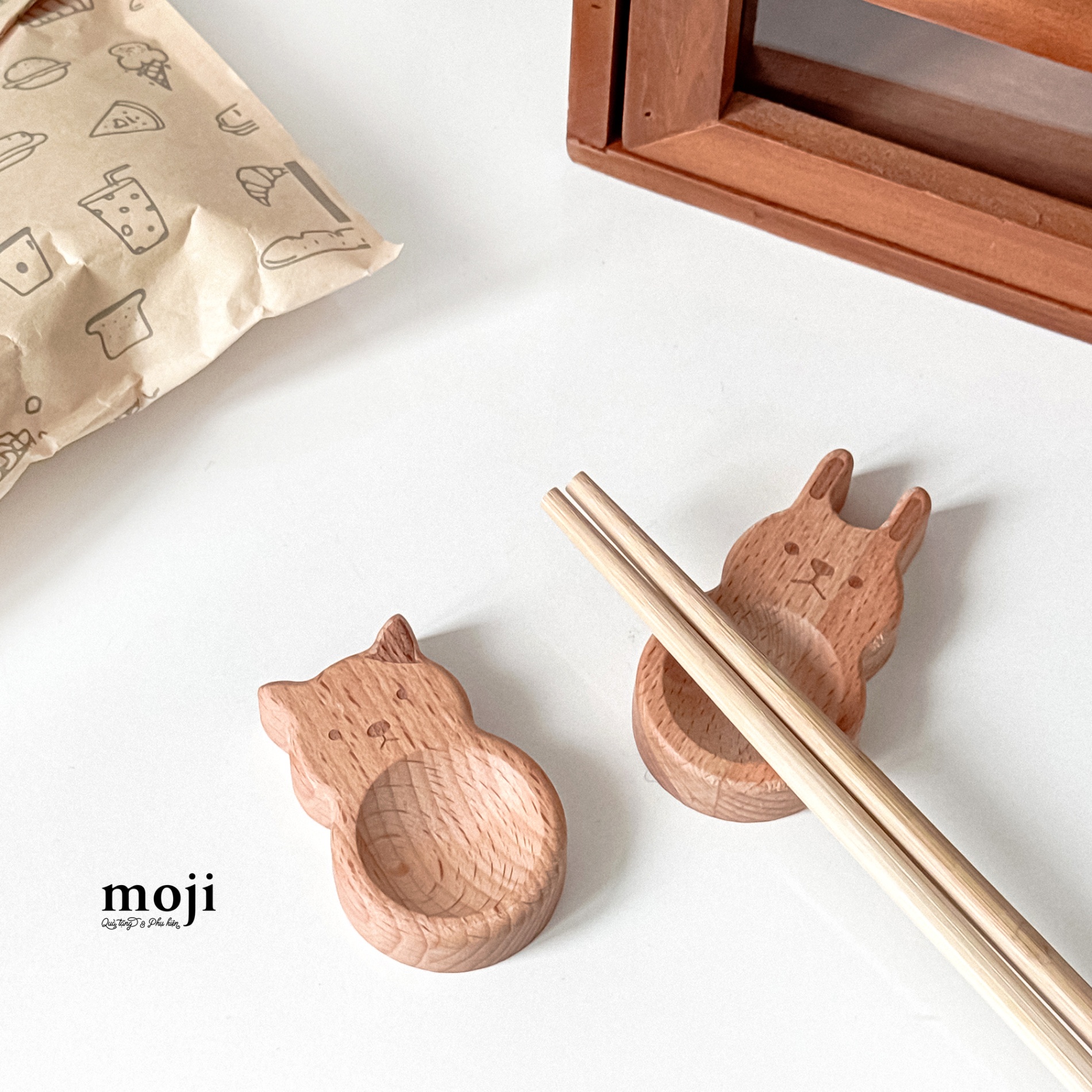 Giá đỡ thìa đũa gỗ Cat face