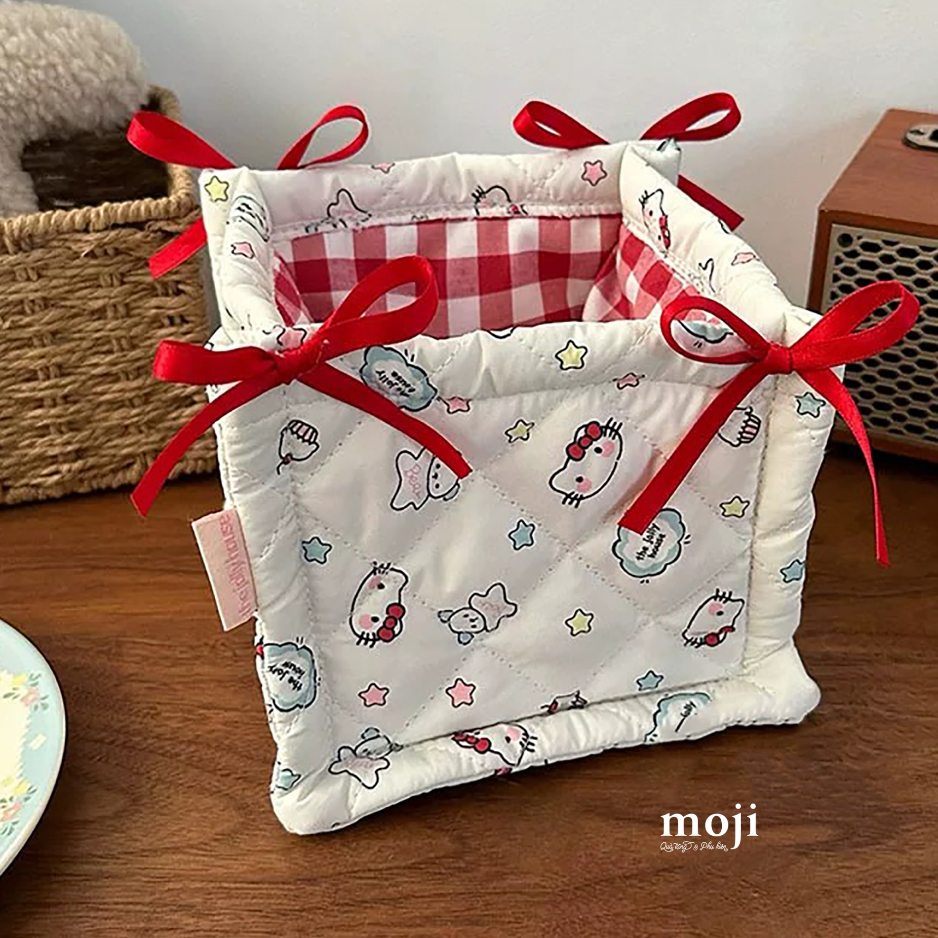Giỏ đa năng đựng đồ Sanrio family Hello Kitty face baby bear ngôi sao nơ 14x14x14