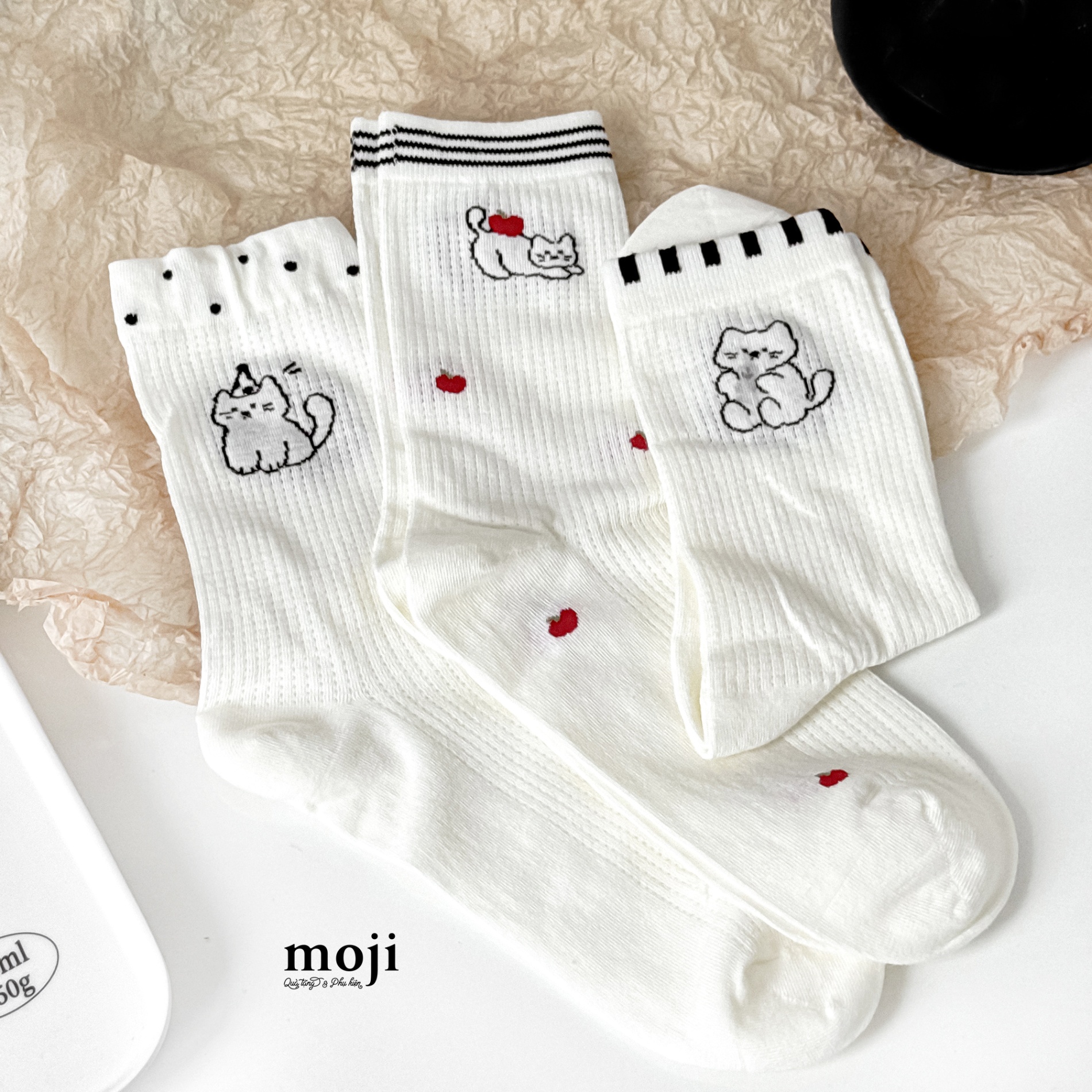 Tất vớ cổ cao Cute cat đội mũ cá nhỏ trái cây fruit