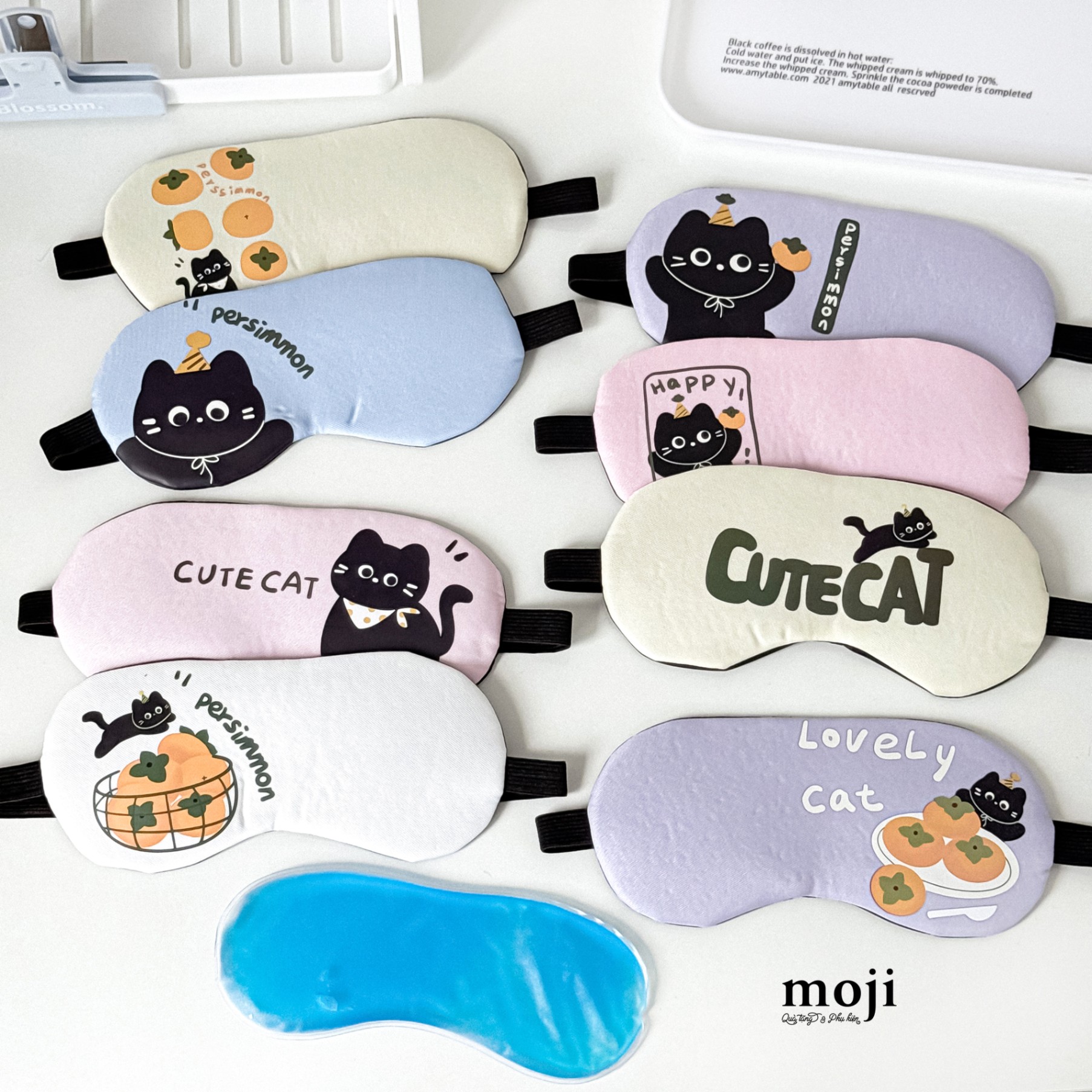 Kính ngủ có gel MJ Black cat happy with fruit persimmon