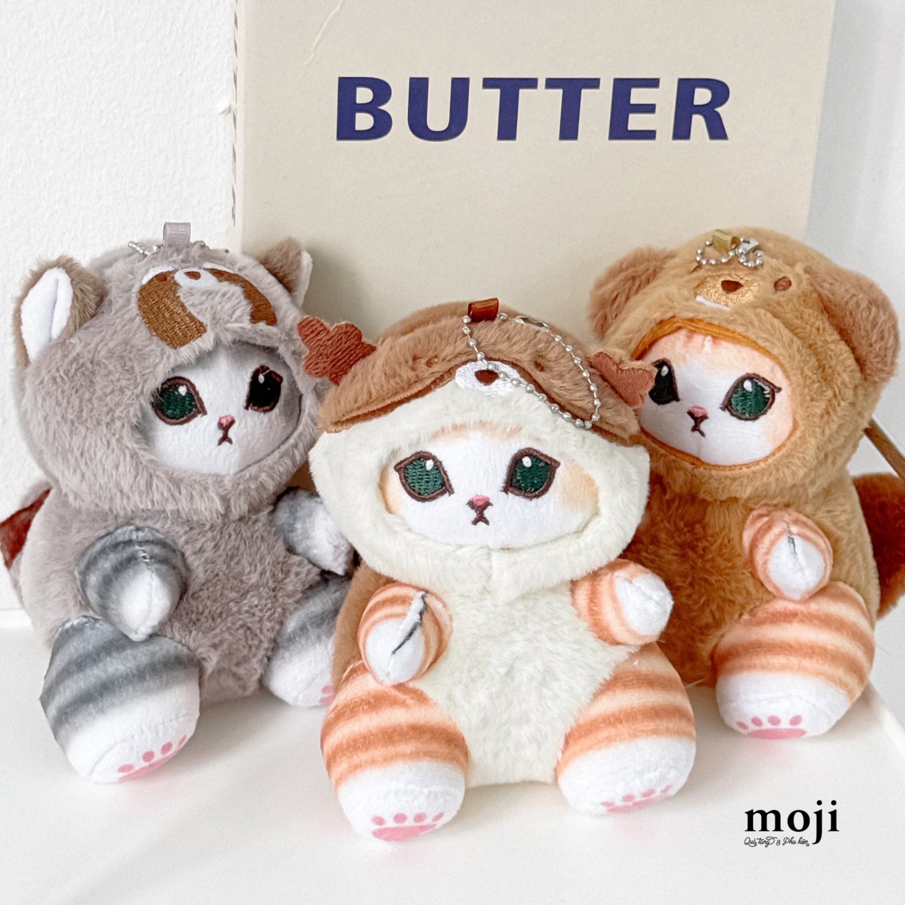 Móc khóa nhồi bông Mofusand cat cosplay other animal có tai ngồi