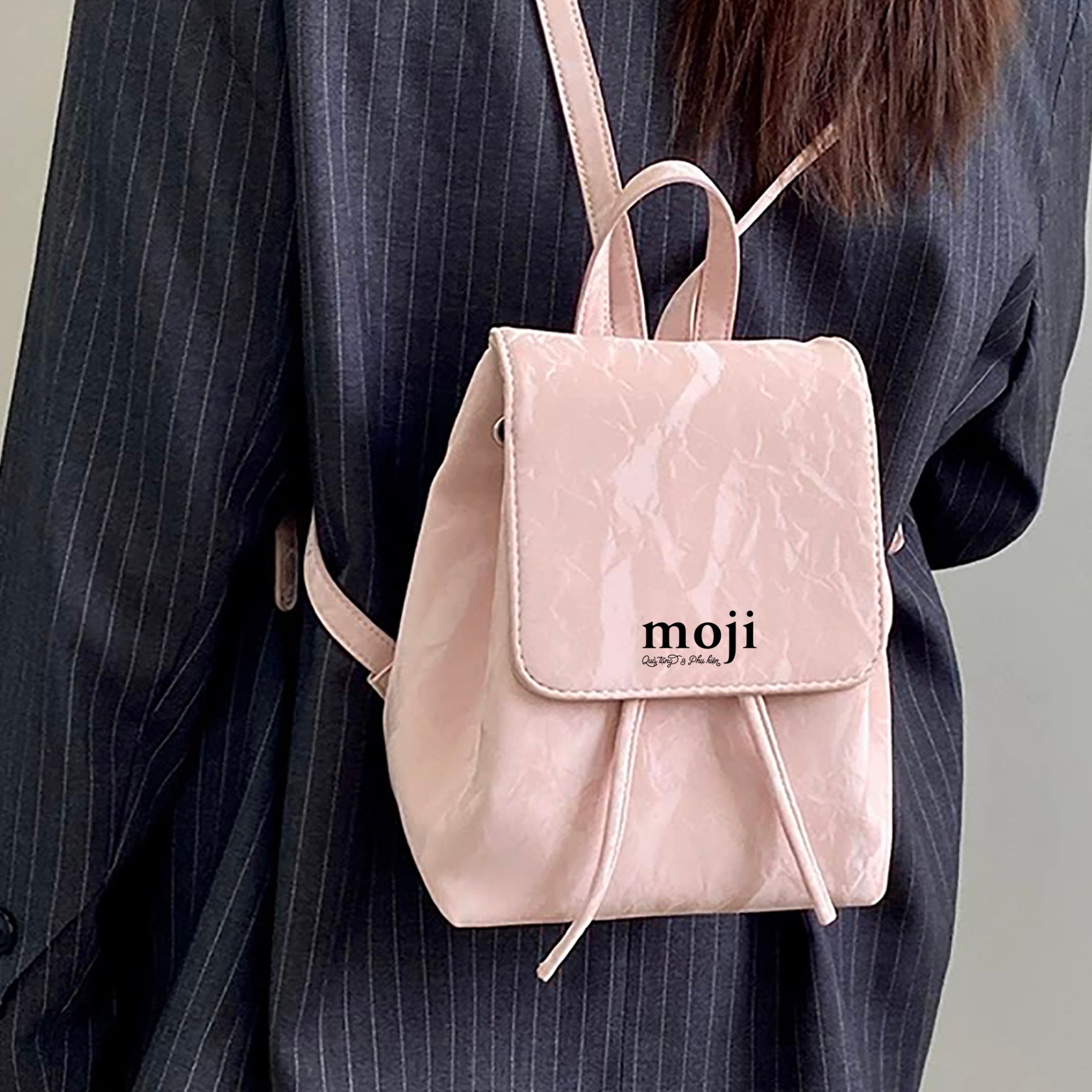 Balo da lộn Basic one color nắp gập 9x19x23