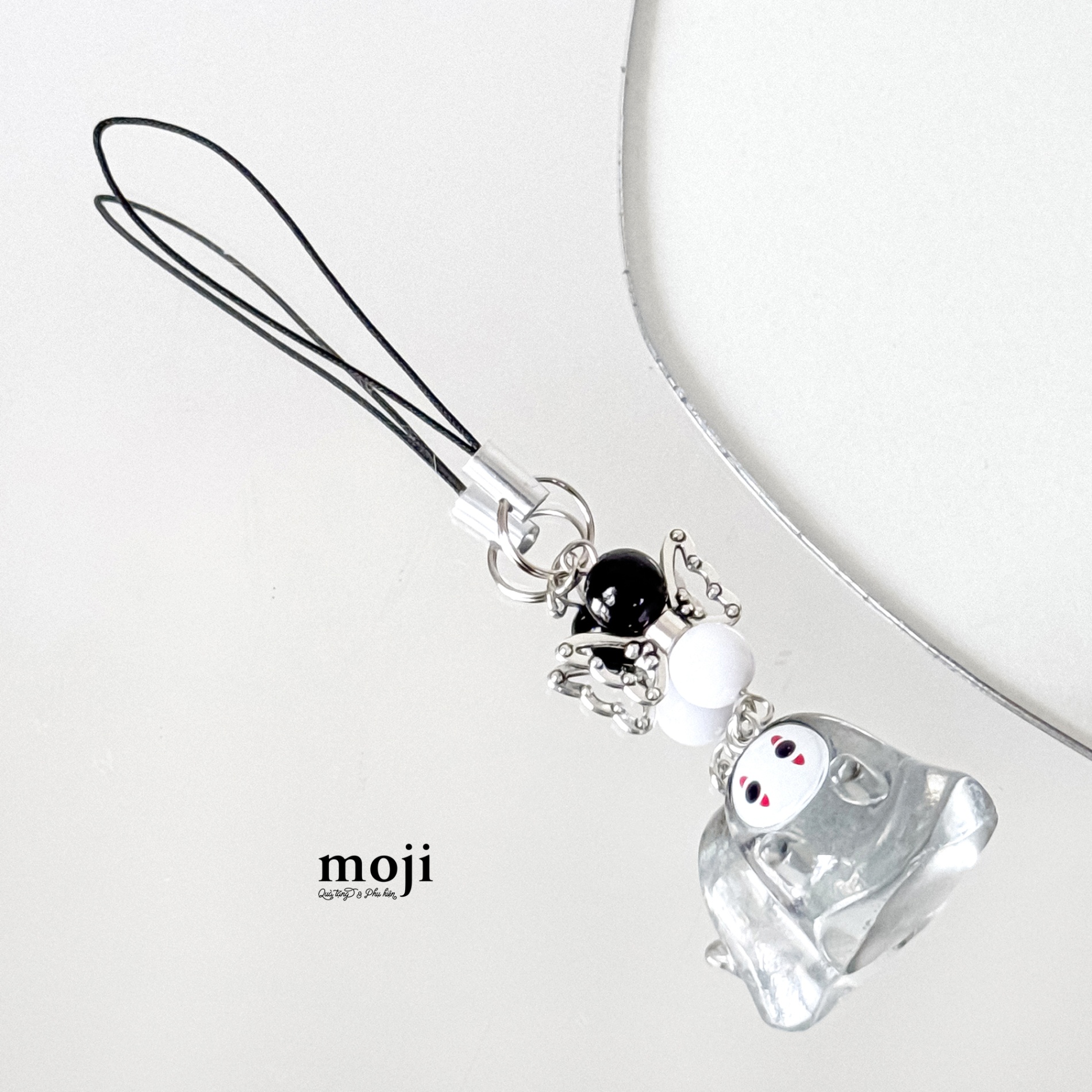 Móc đeo điện thoại Vô diện trong suốt butterfly hạt tròn