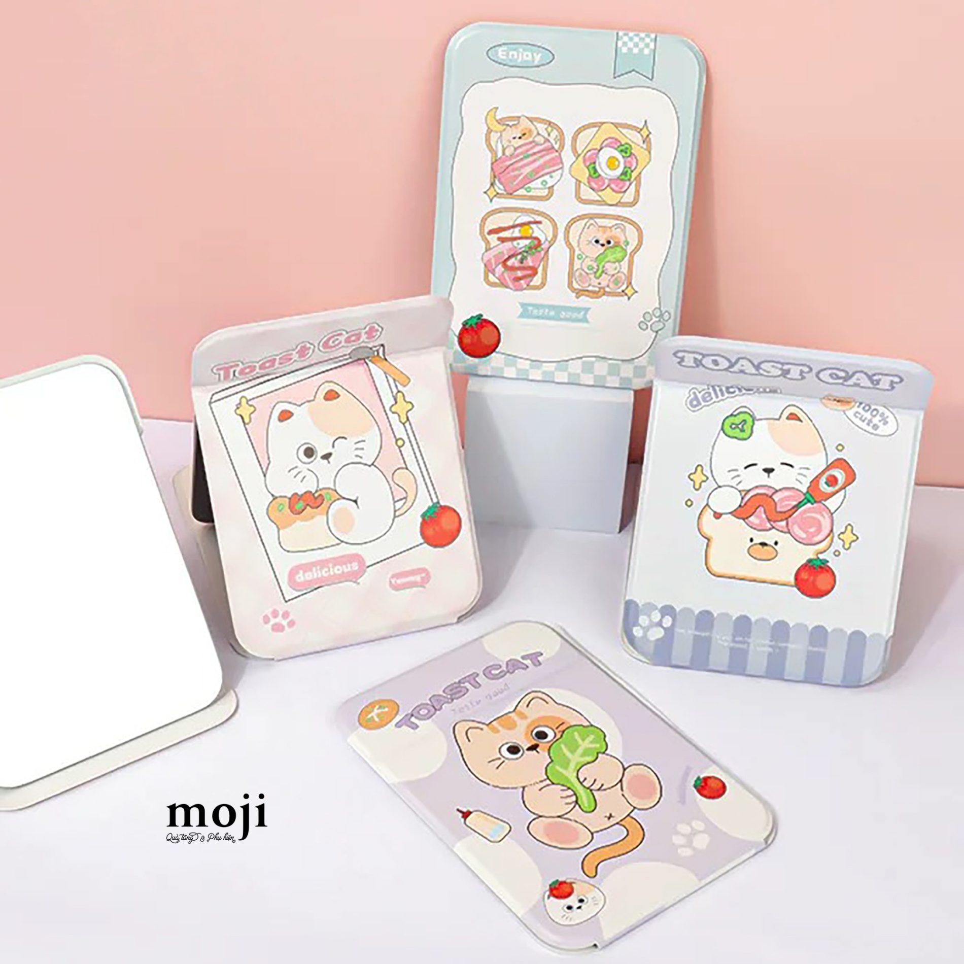 Gương gập để bàn Toast cat delicious 15x21