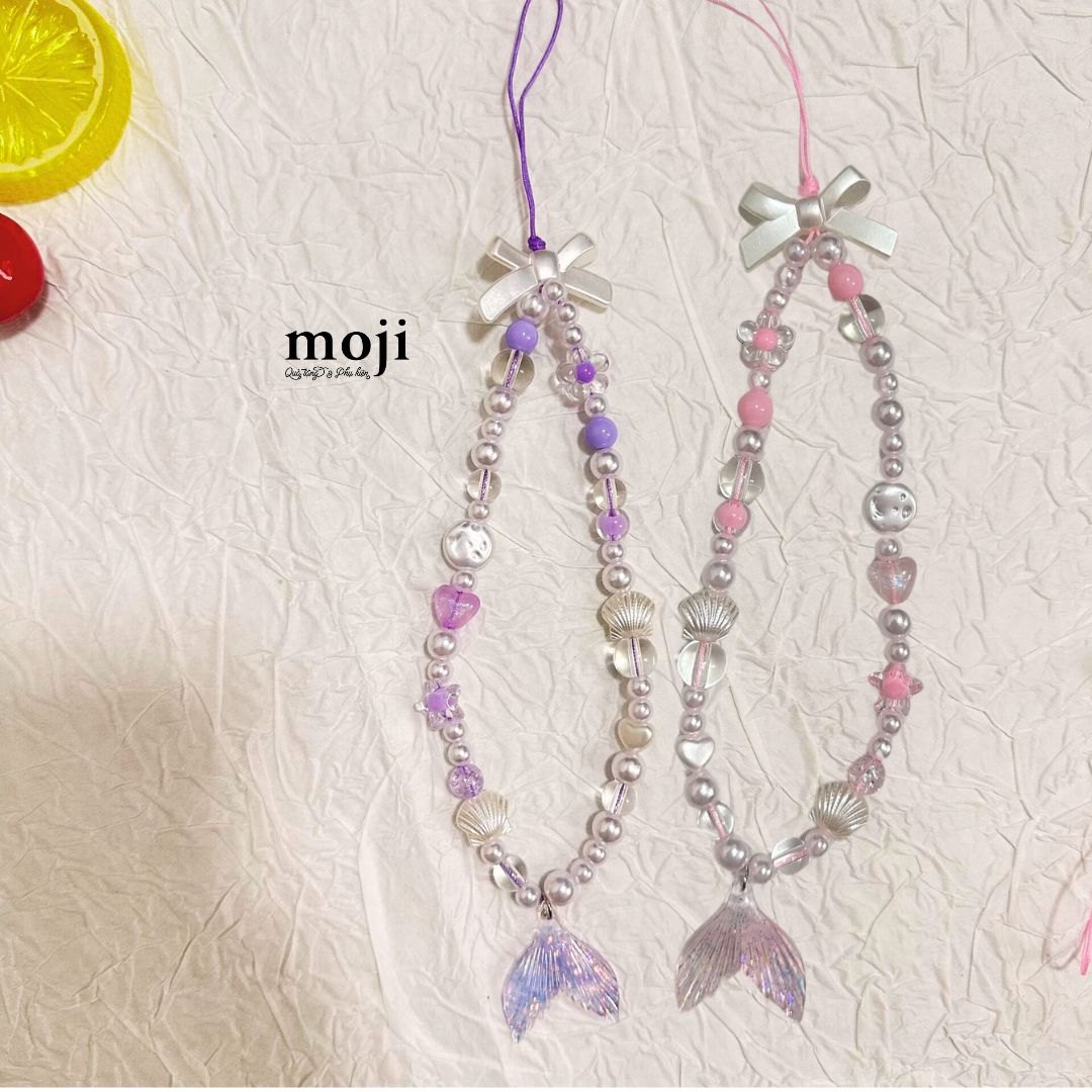 Dây đeo điện thoại Mermaid đuôi cá vỏ sò flower bow nơ