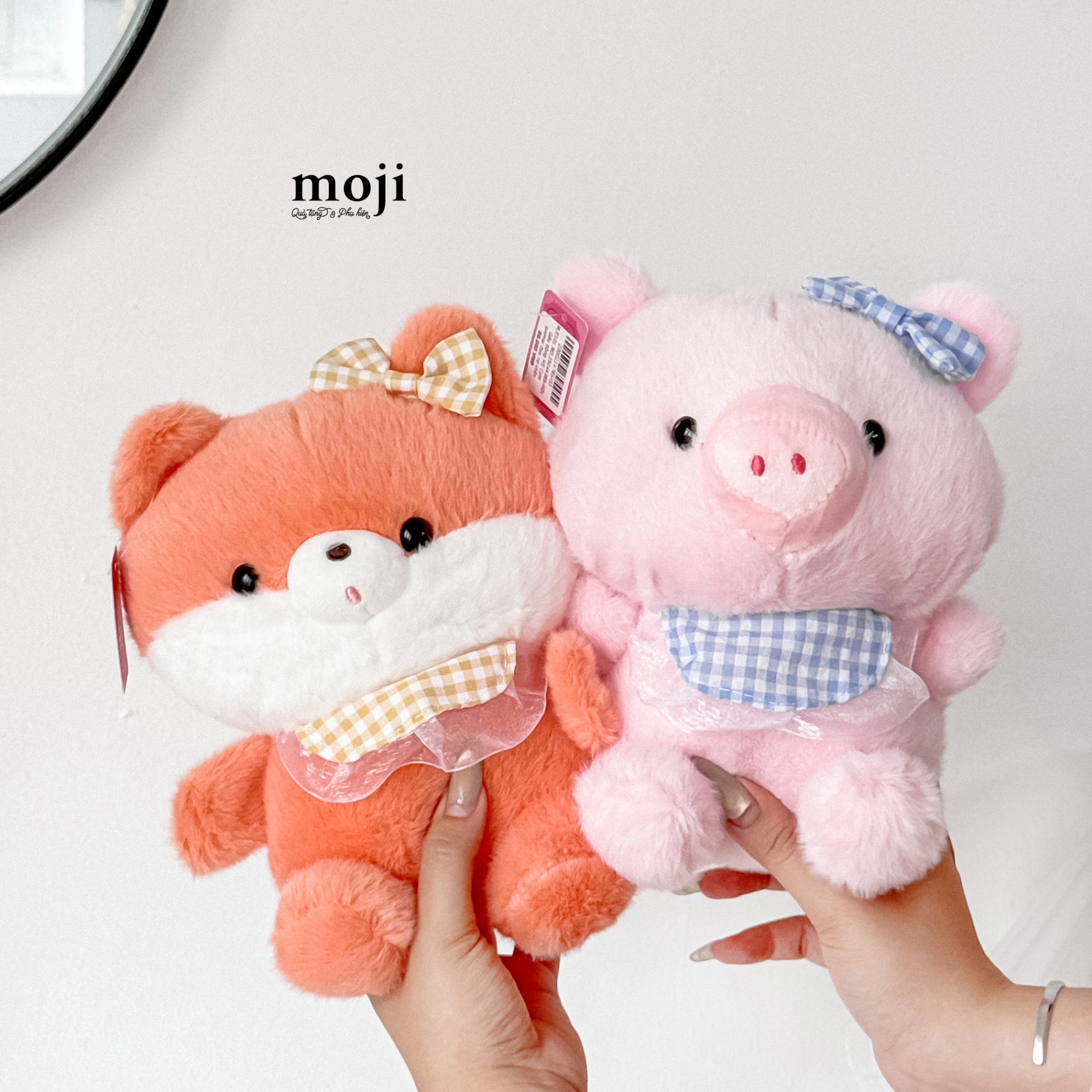 Gấu bông MS Cute animal đeo nơ khăn kẻ ô 21cm