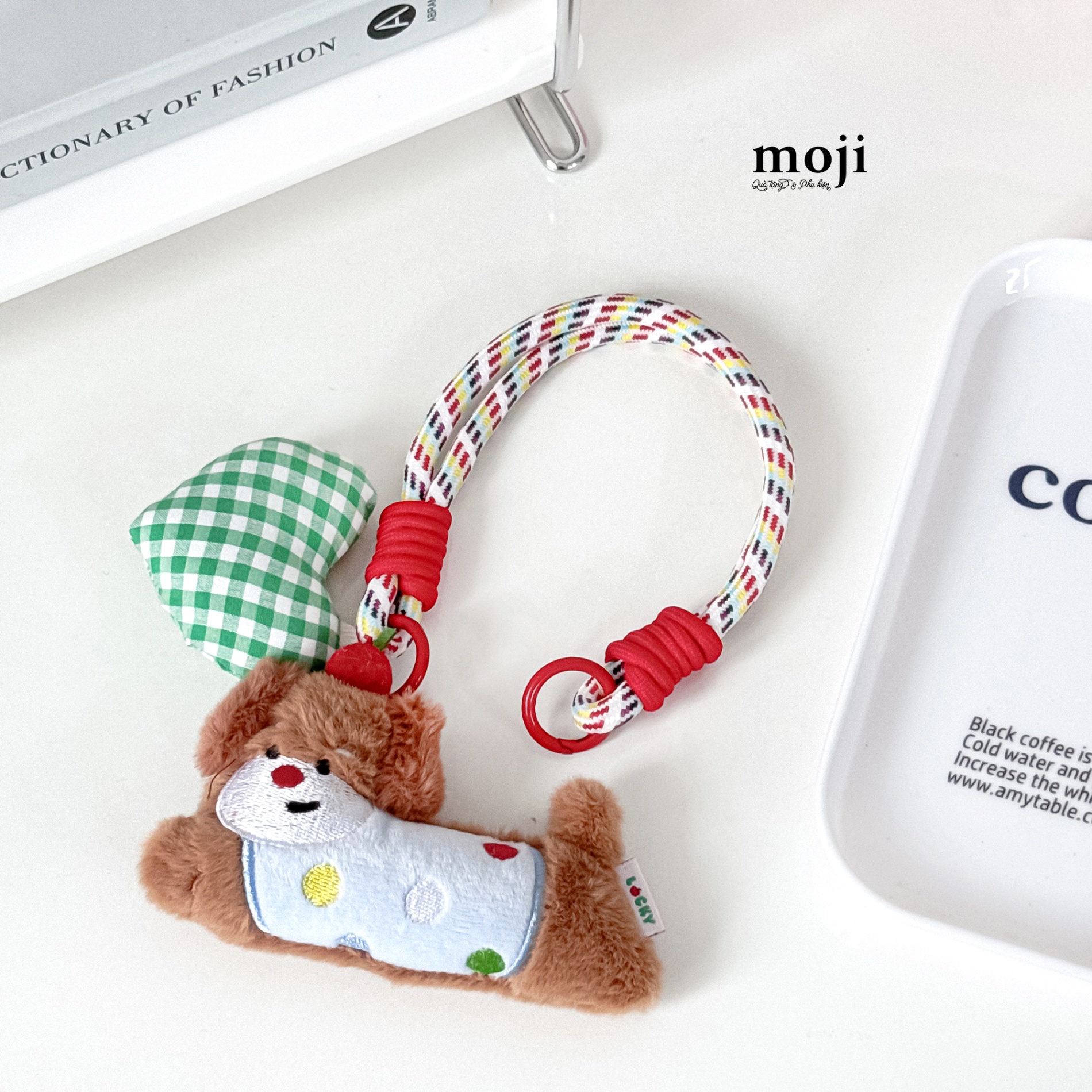 Móc khóa nhồi bông Cute dog little fruit trái tim