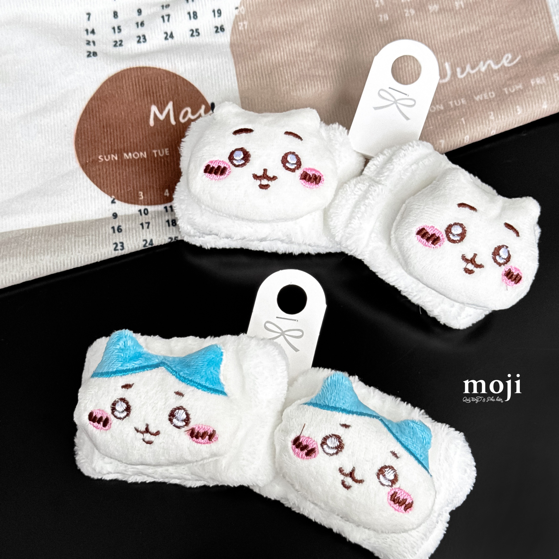 Băng đô cổ tay Chiikawa face má hồng set2