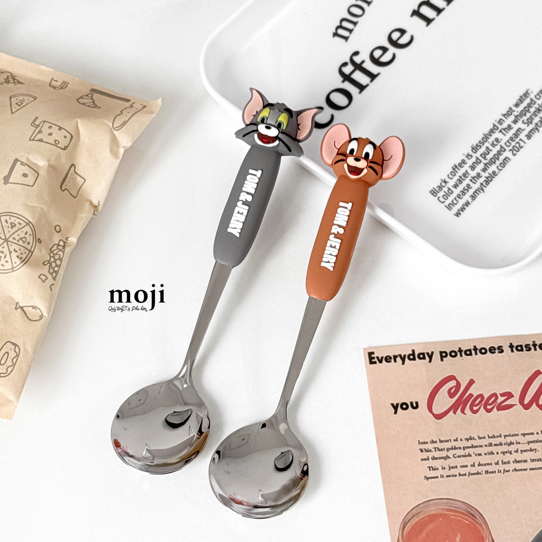 Thìa muỗng inox Mèo Tom Chuột Jerry happy face