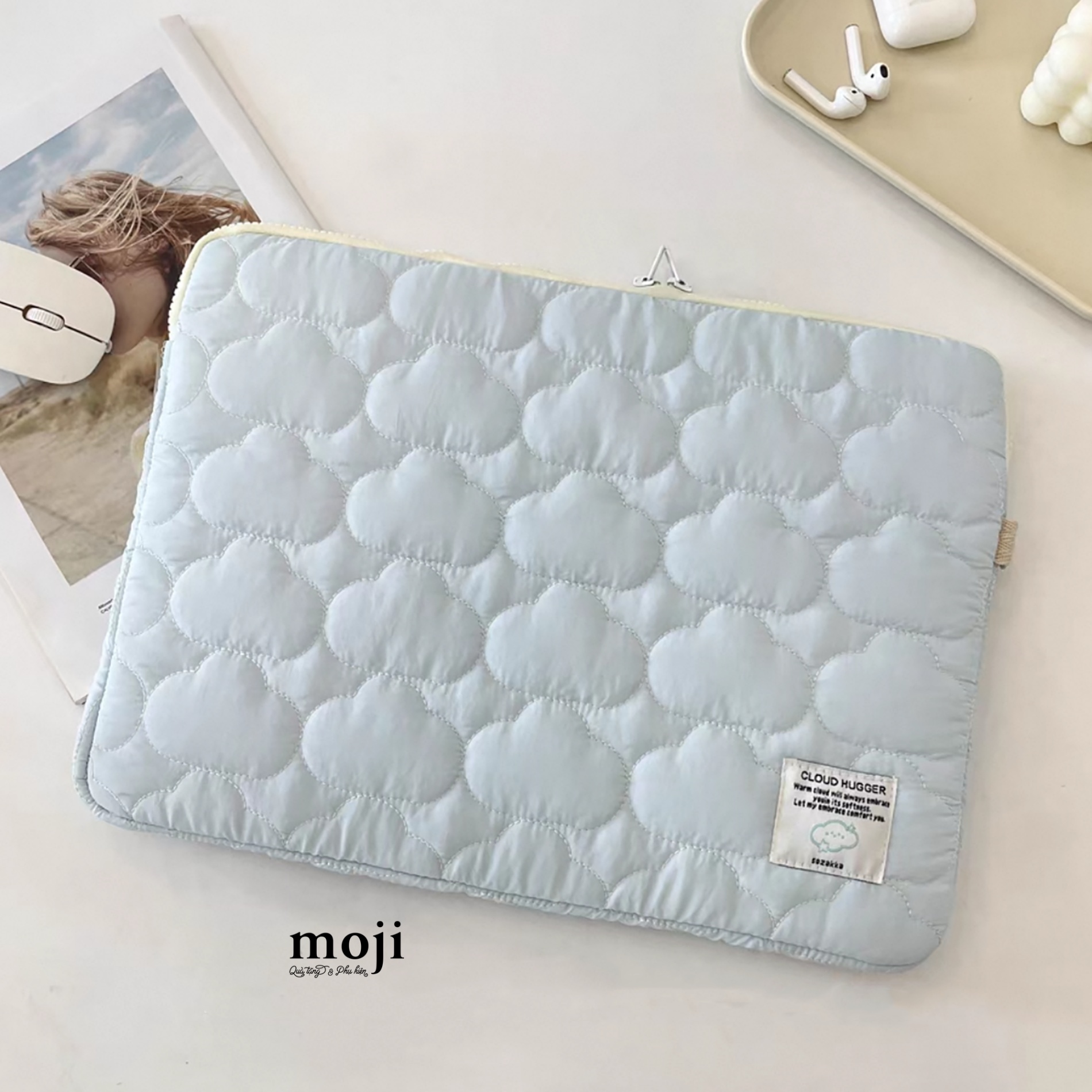 Đựng laptop 15inch Cloud đám mây 1 màu chống sốc cao cấp 29x37