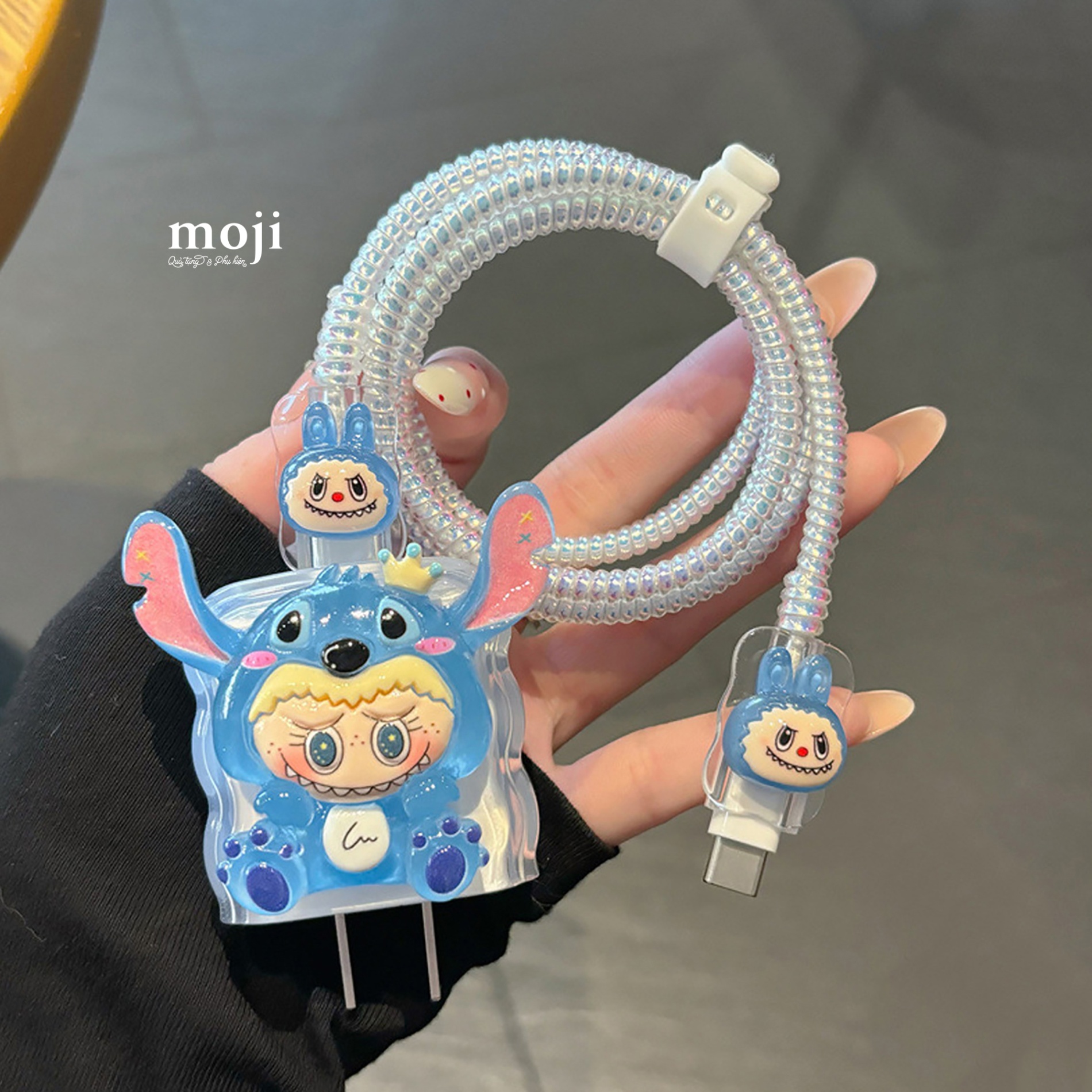 Bảo vệ củ sạc cáp sạc nhanh iPhone unoff Labubu cosplay Stitch
