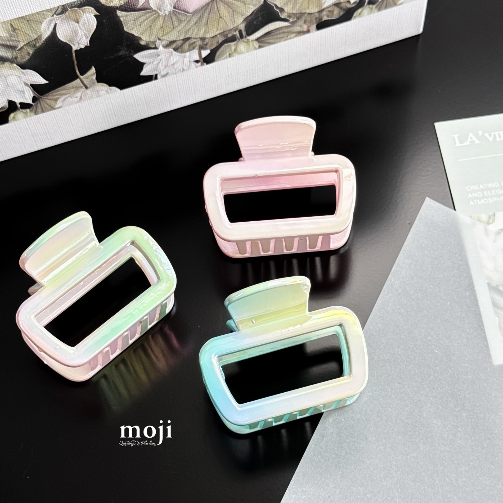Kẹp tóc càng cua chữ nhật bo góc gradient color