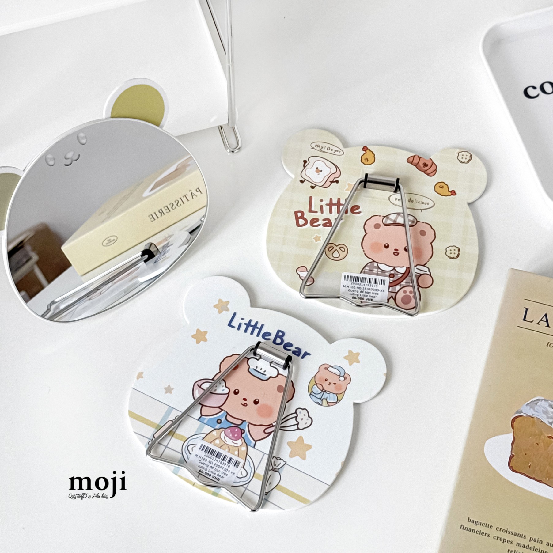 Gương để bàn treo tường Little bear face baby bear happy day 16x16